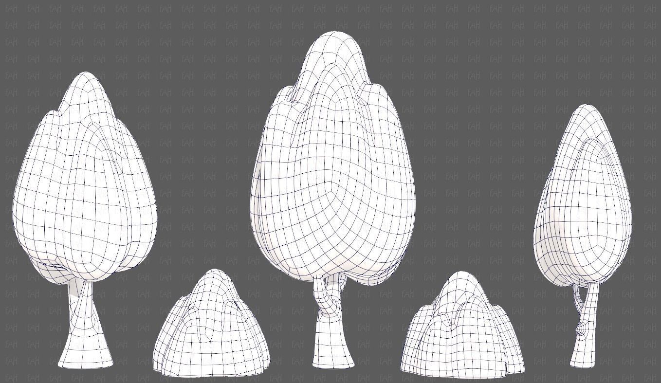 Trees Cartoon V56 Low-poly 3D model_15