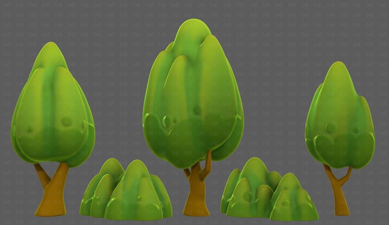 Trees Cartoon V56 Low-poly 3D model_4