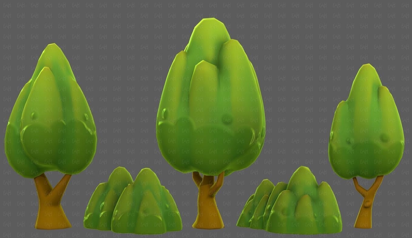 Trees Cartoon V56 Low-poly 3D model_24