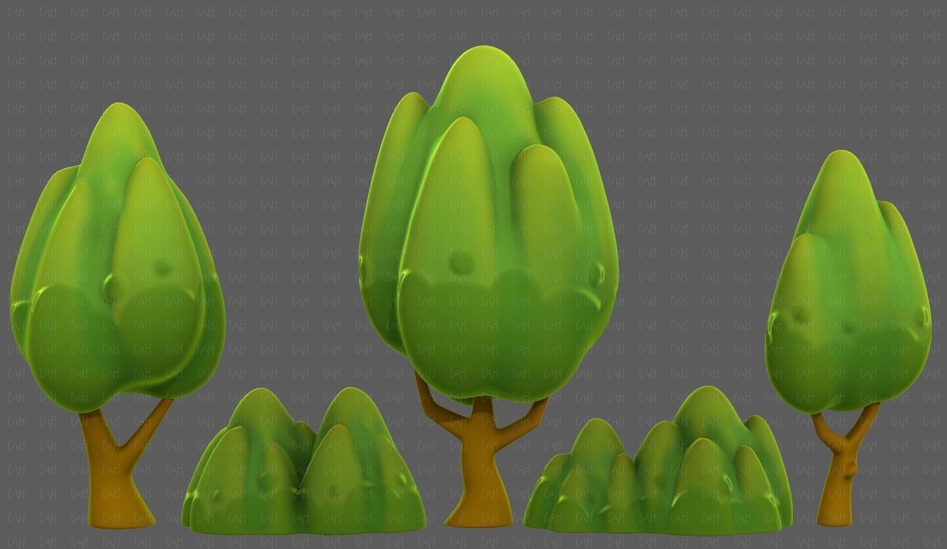 Trees Cartoon V56 Low-poly 3D model_1