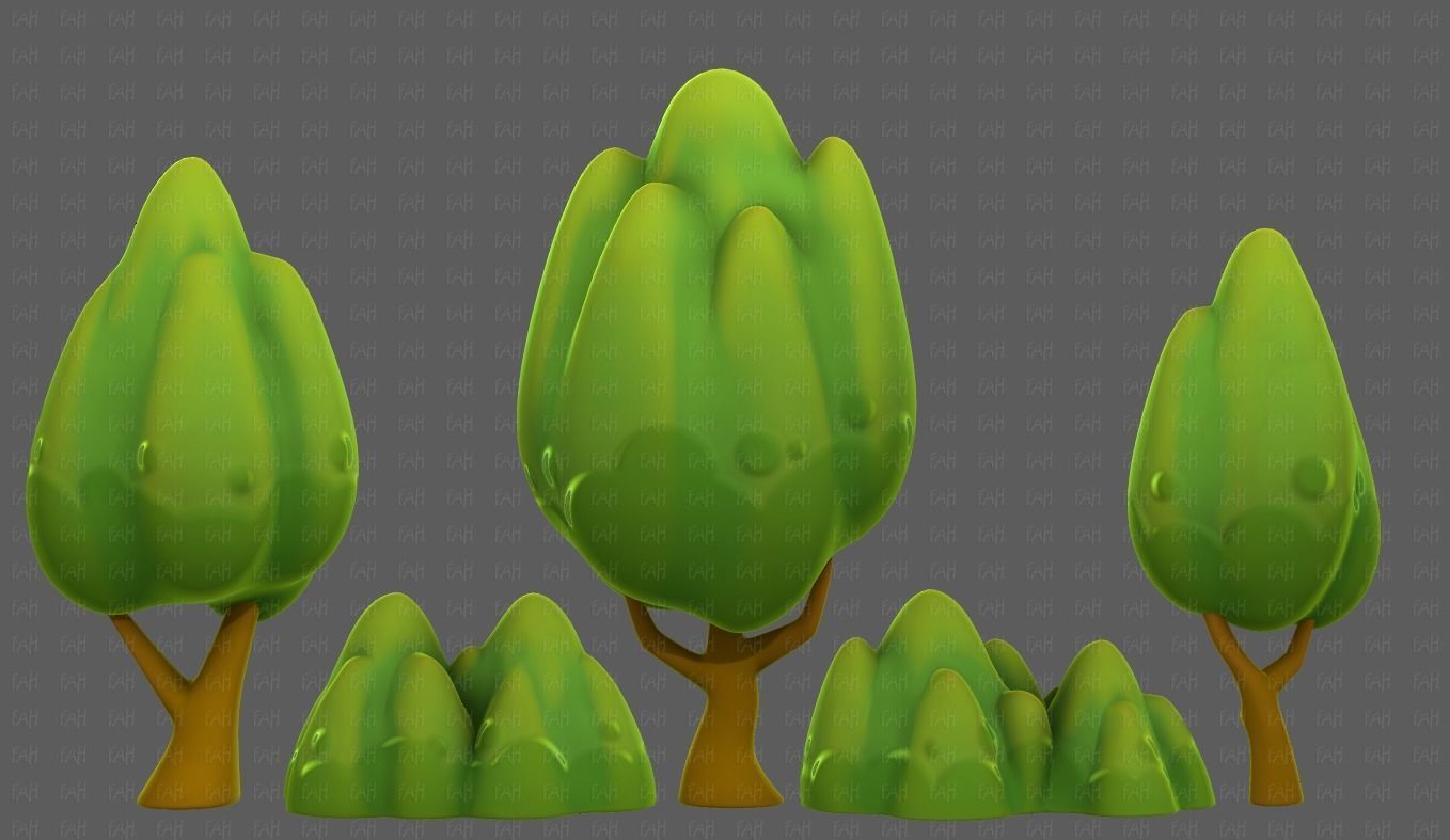 Trees Cartoon V56 Low-poly 3D model_5
