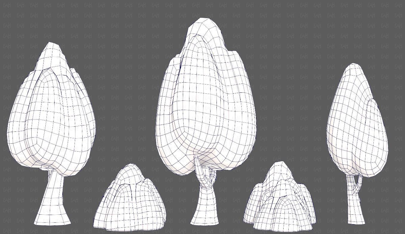 Trees Cartoon V56 Low-poly 3D model_27