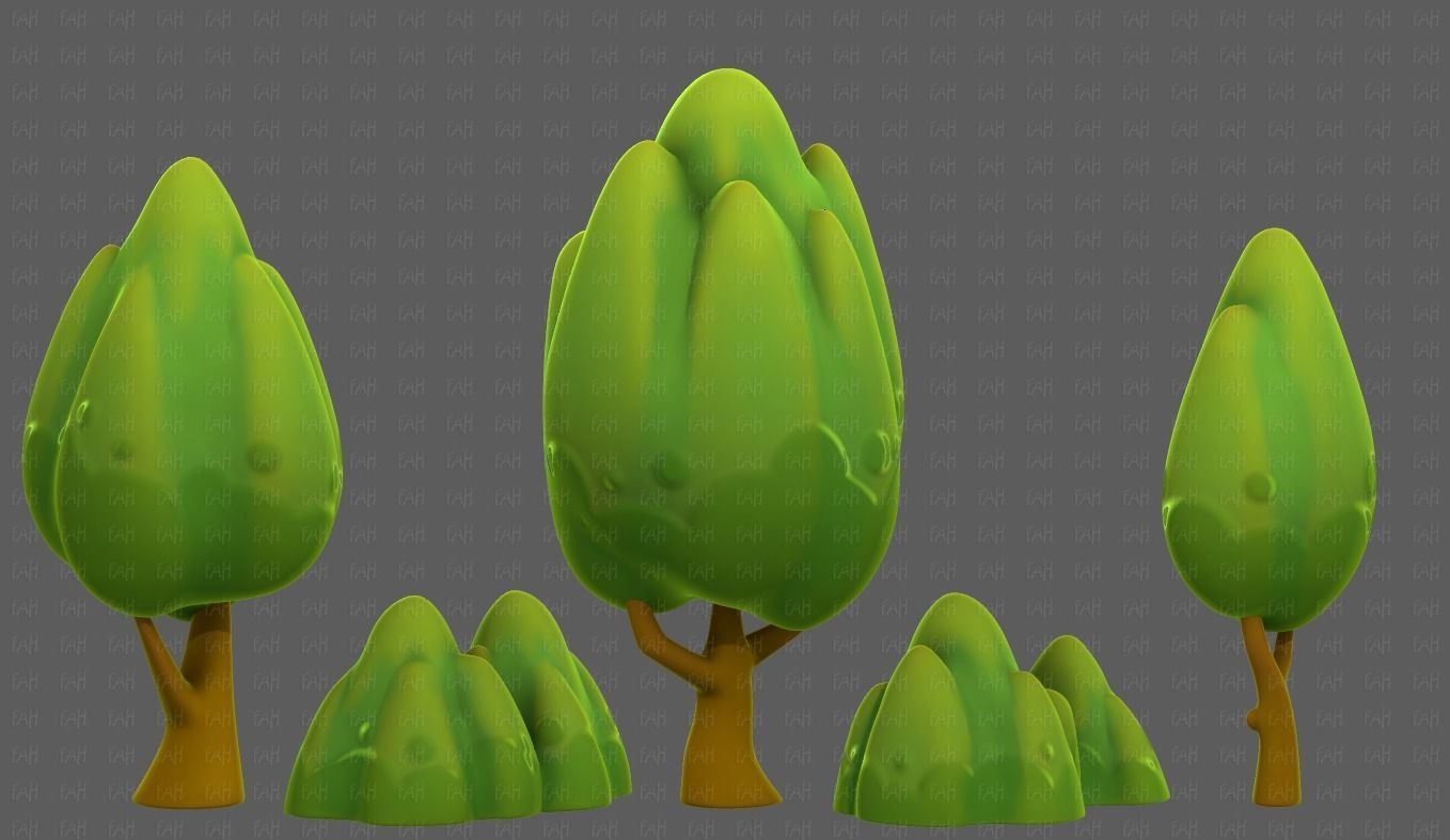 Trees Cartoon V56 Low-poly 3D model_6