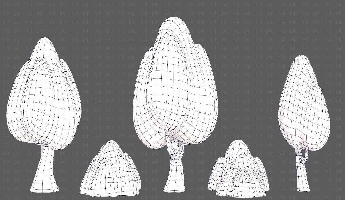 Trees Cartoon V56 Low-poly 3D model_10