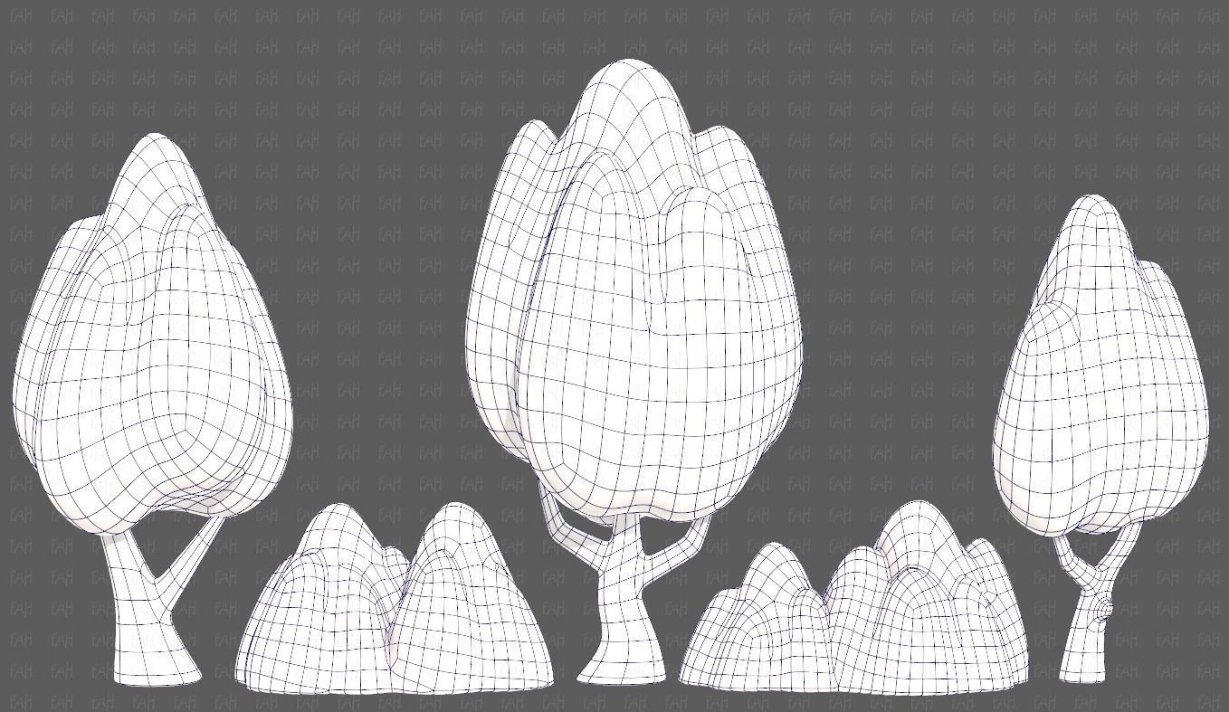 Trees Cartoon V56 Low-poly 3D model_9