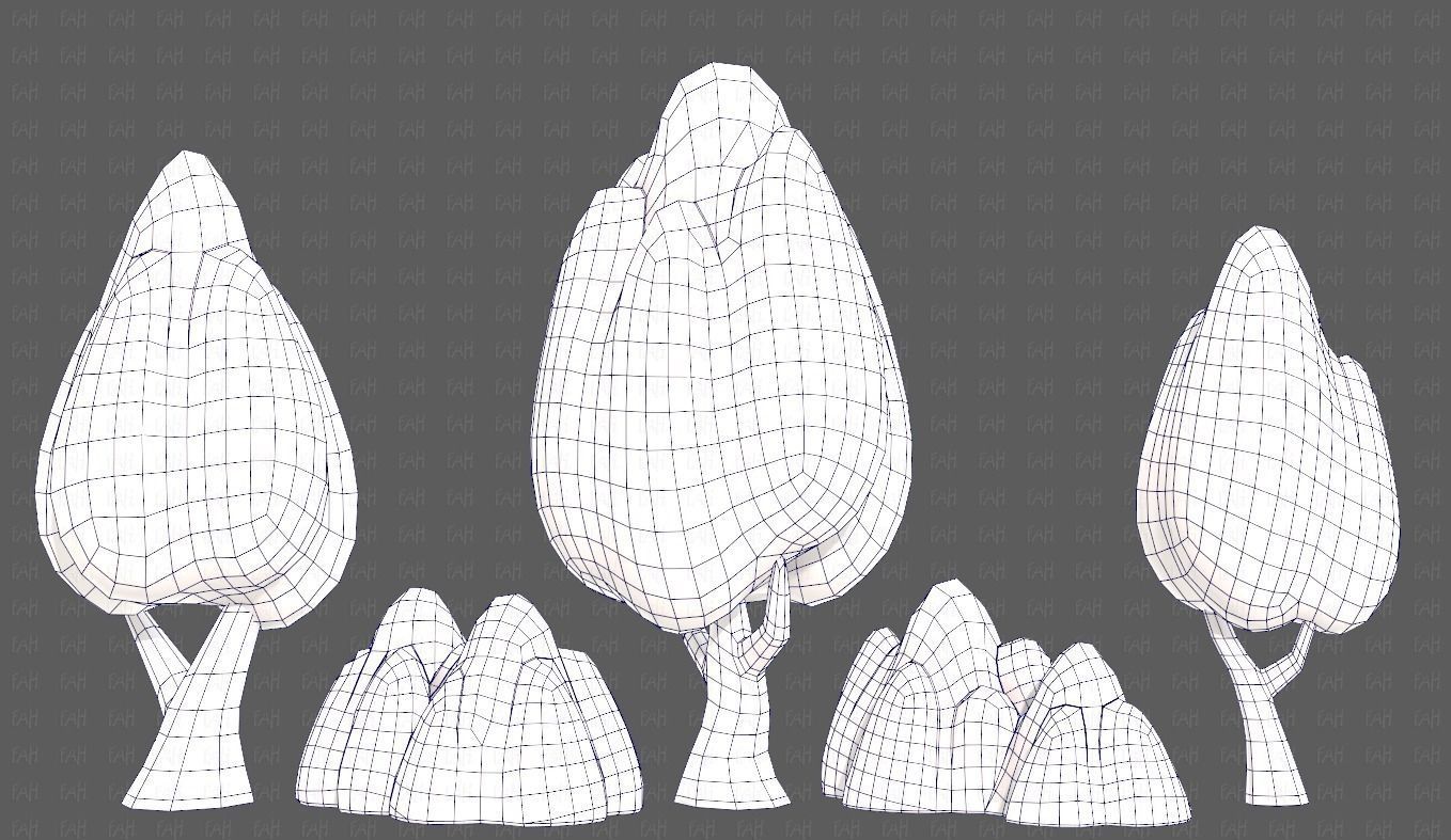 Trees Cartoon V56 Low-poly 3D model_28
