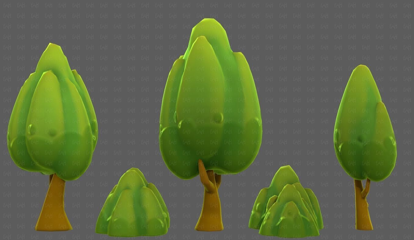 Trees Cartoon V56 Low-poly 3D model_19