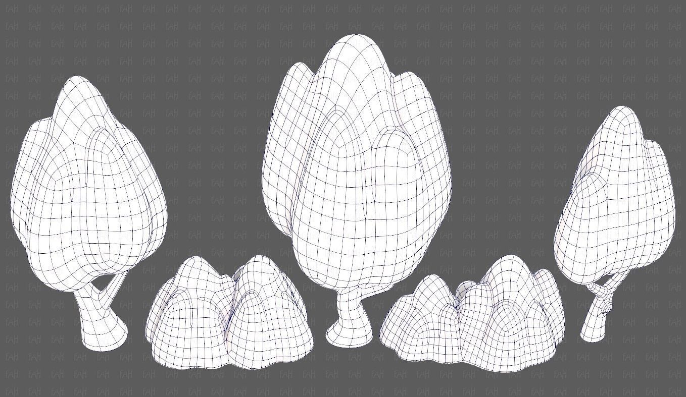 Trees Cartoon V56 Low-poly 3D model_34