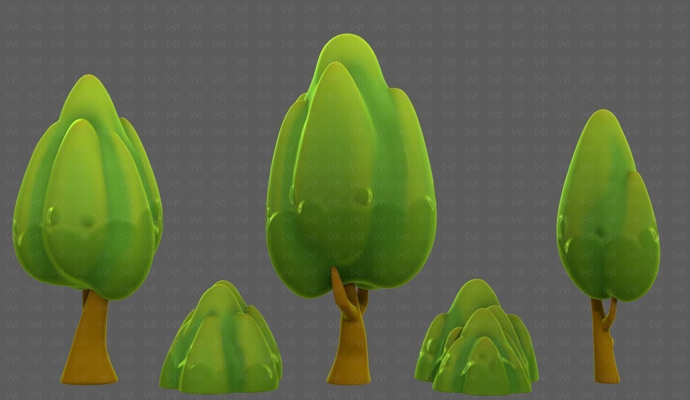 Trees Cartoon V56 Low-poly 3D model_3