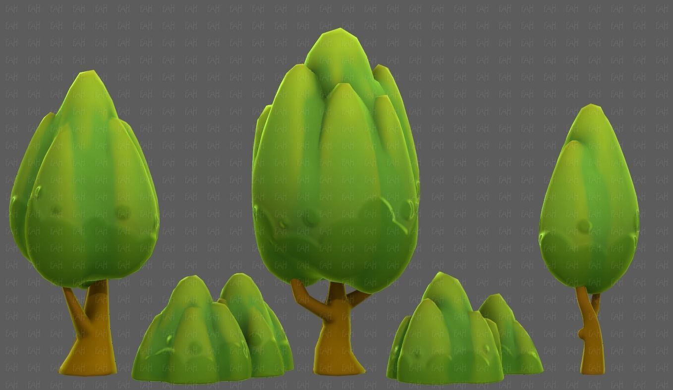 Trees Cartoon V56 Low-poly 3D model_22