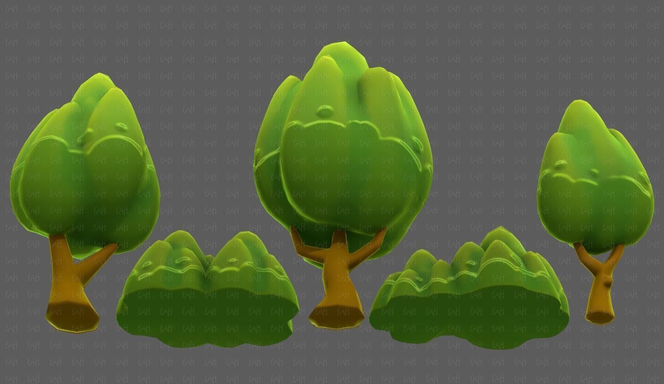 Trees Cartoon V56 Low-poly 3D model_39