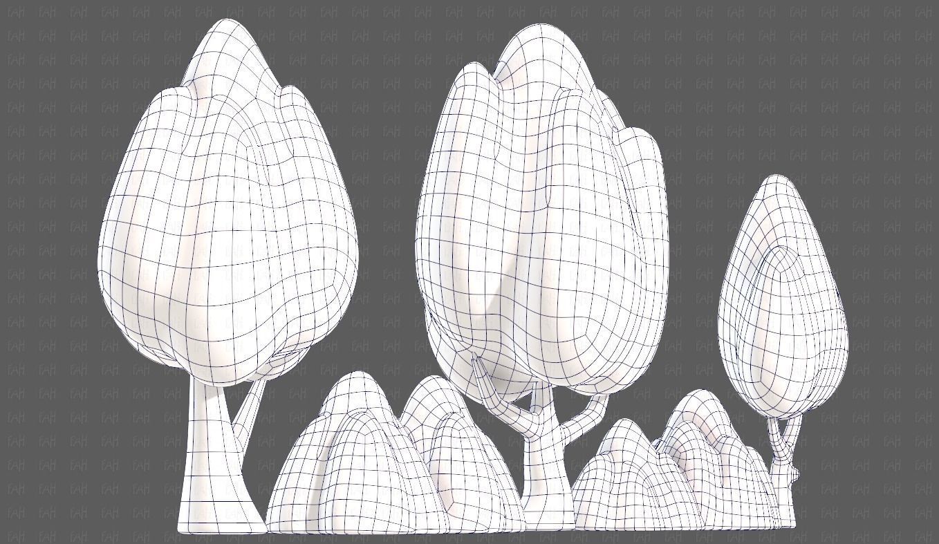 Trees Cartoon V56 Low-poly 3D model_42