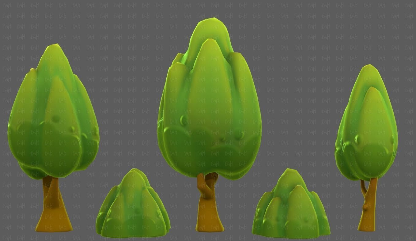 Trees Cartoon V56 Low-poly 3D model_23