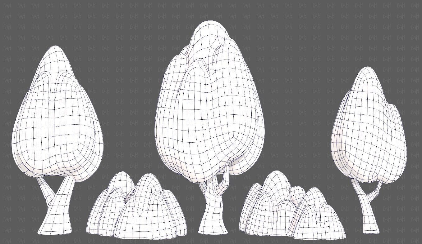 Trees Cartoon V56 Low-poly 3D model_12