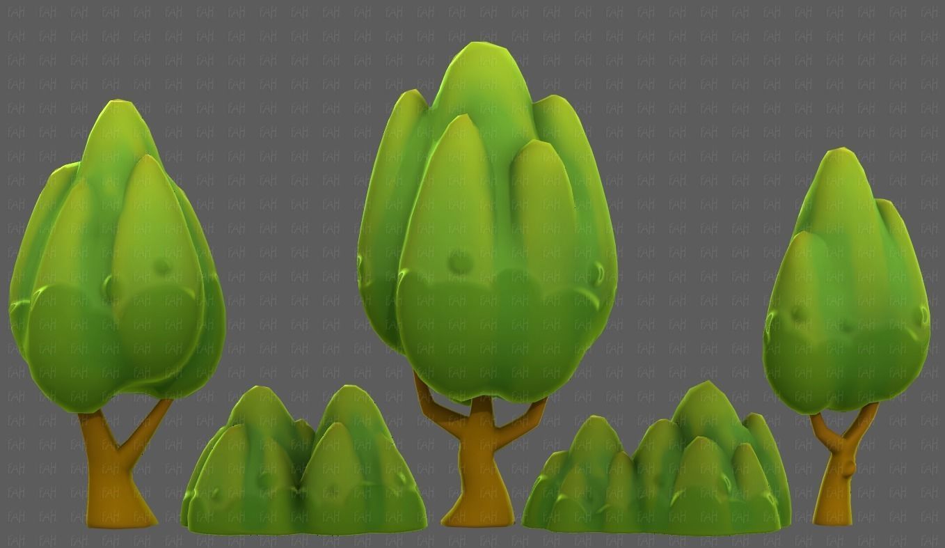 Trees Cartoon V56 Low-poly 3D model_17