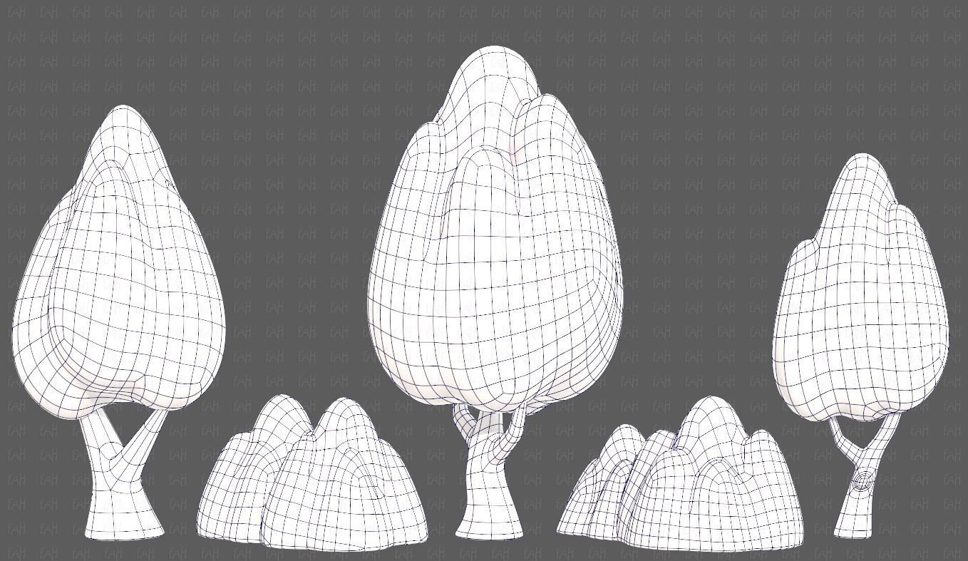 Trees Cartoon V56 Low-poly 3D model_16