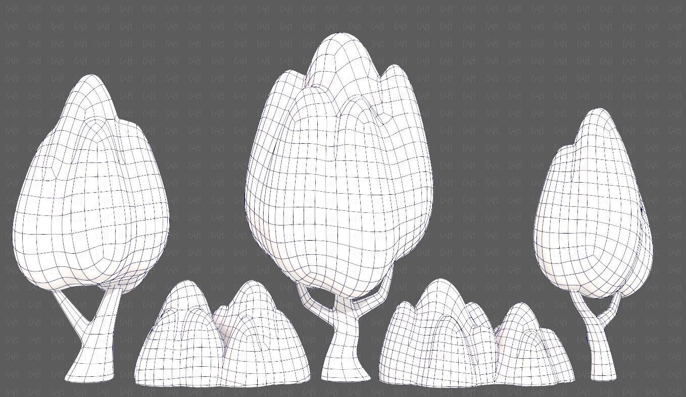 Trees Cartoon V56 Low-poly 3D model_13