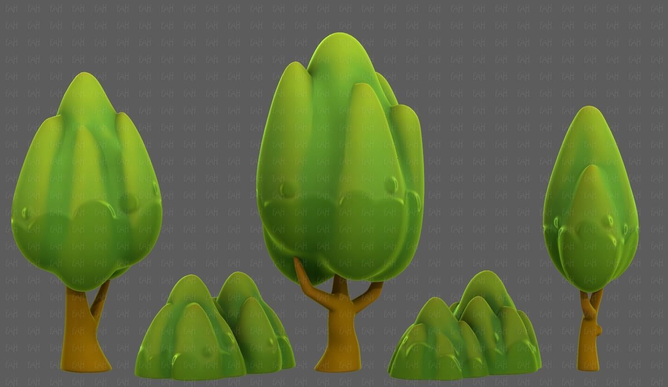 Trees Cartoon V56 Low-poly 3D model_2