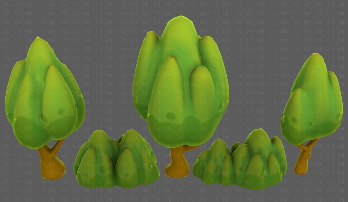 Trees Cartoon V56 Low-poly 3D model_35