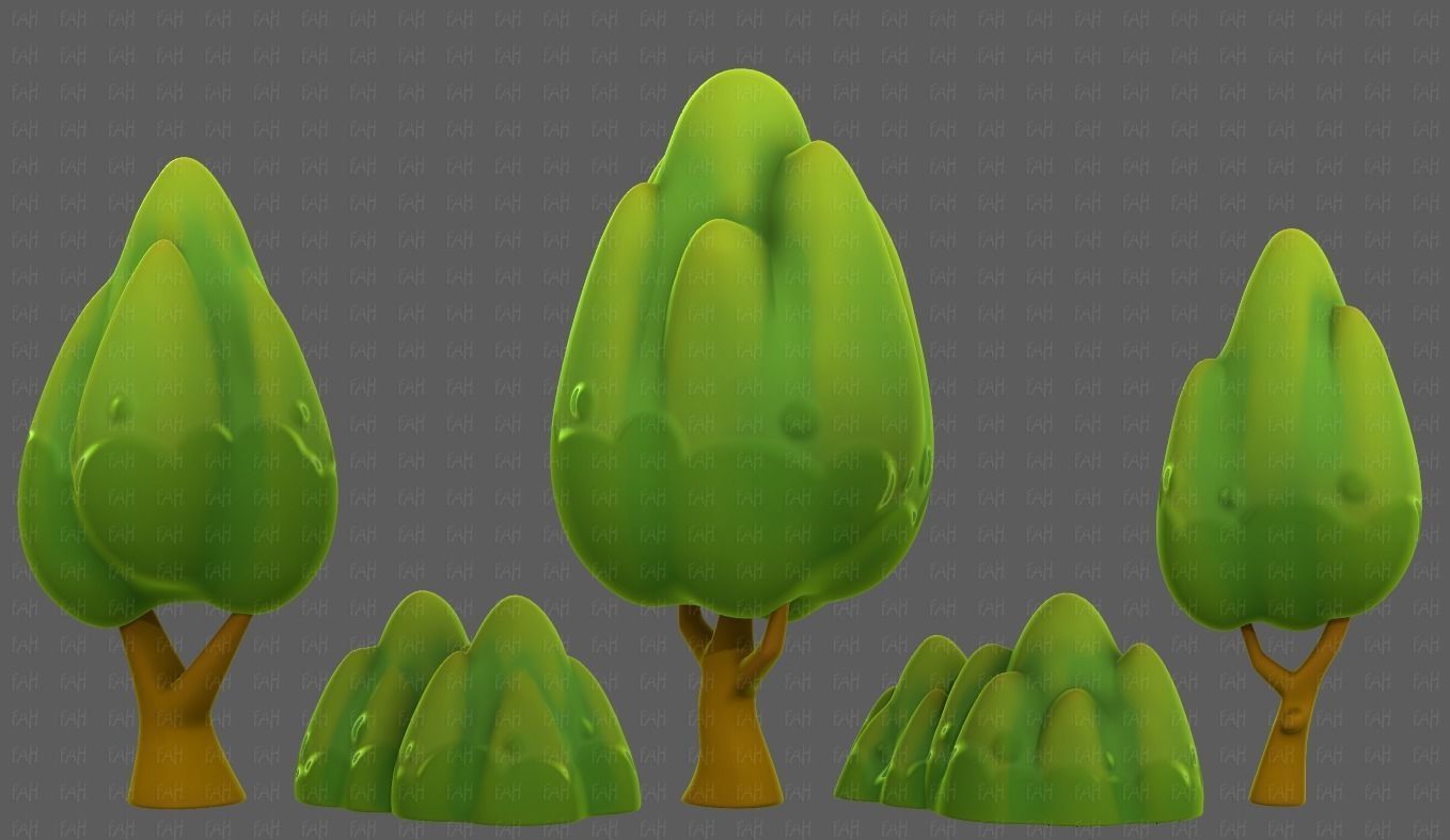 Trees Cartoon V56 Low-poly 3D model_8