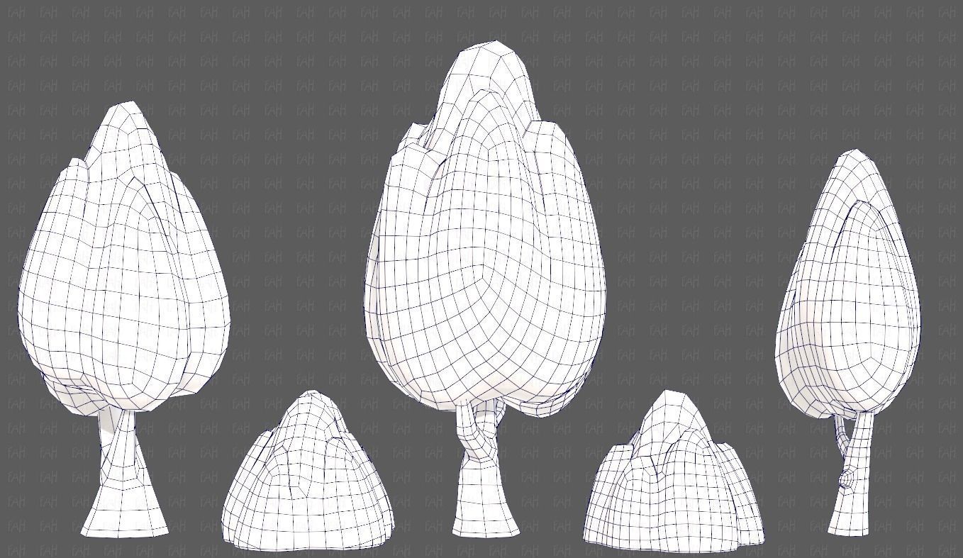 Trees Cartoon V56 Low-poly 3D model_31