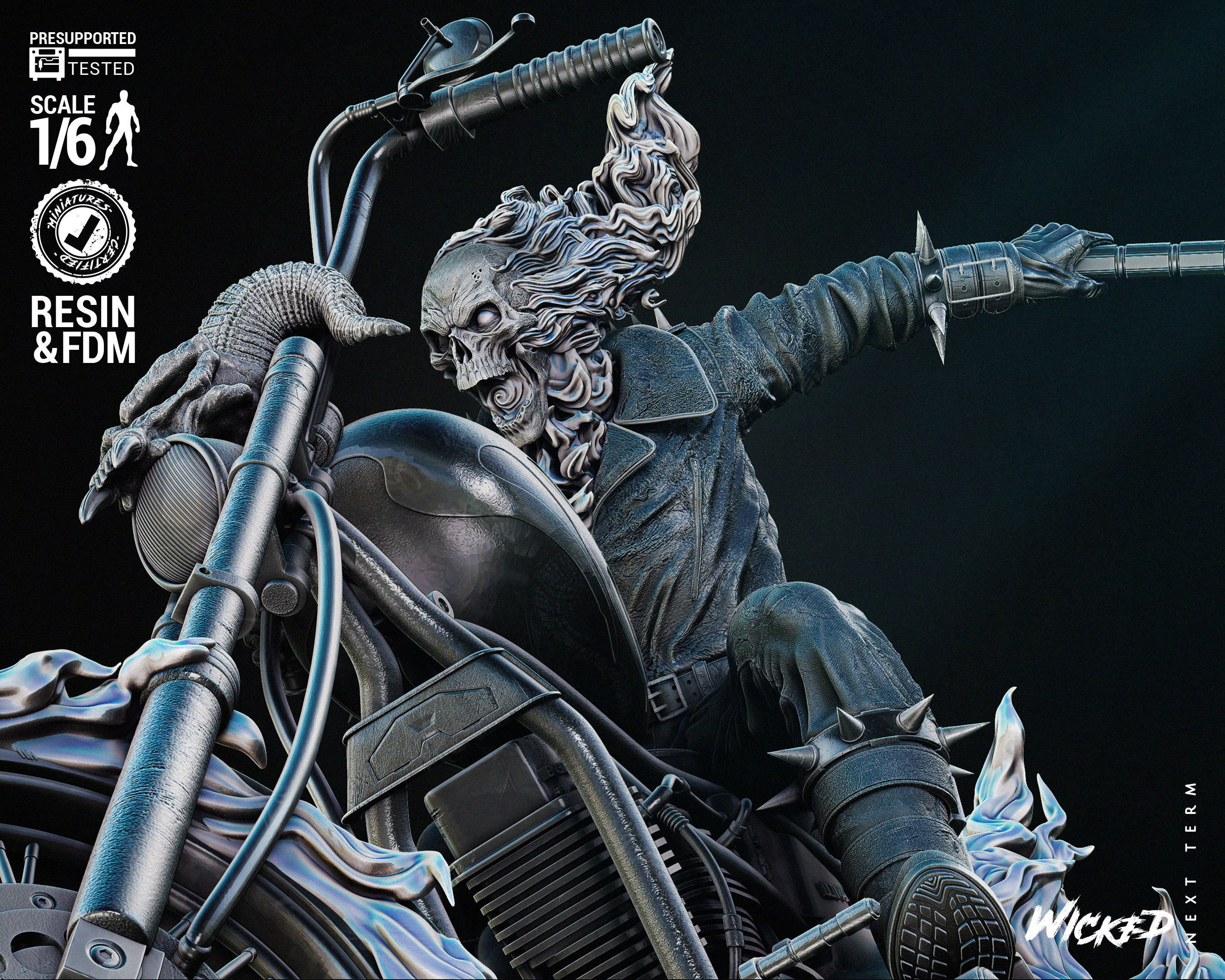 Wicked Marvel Johnny Blaze Sculpture Tested for 3D printing 3D print model_22