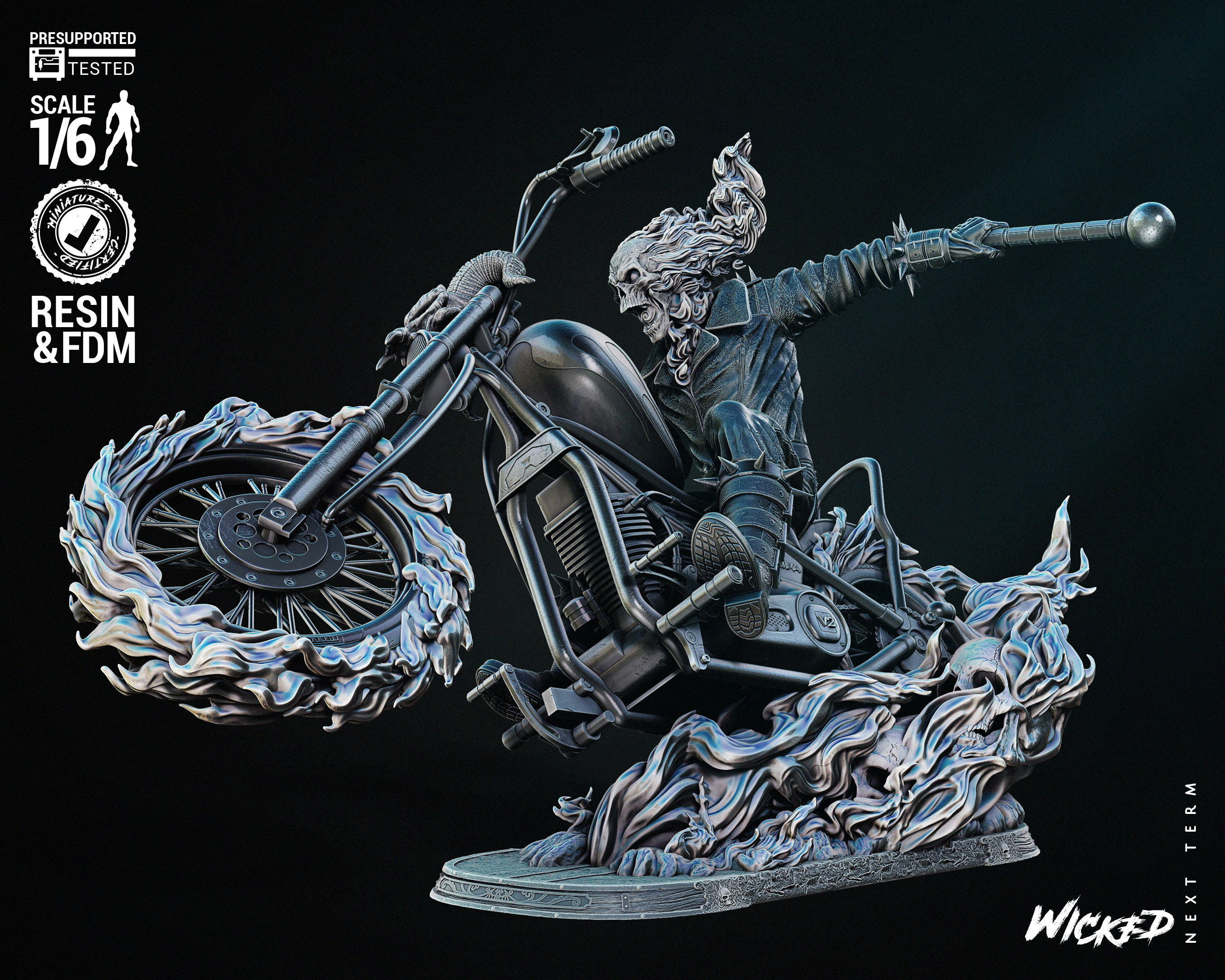 Wicked Marvel Johnny Blaze Sculpture Tested for 3D printing 3D print model_12