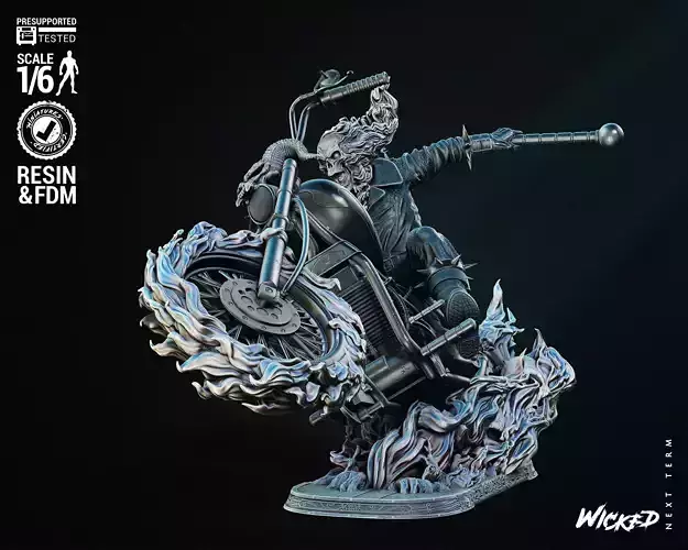 Wicked Marvel Johnny Blaze Sculpture Tested for 3D printing 3D print model