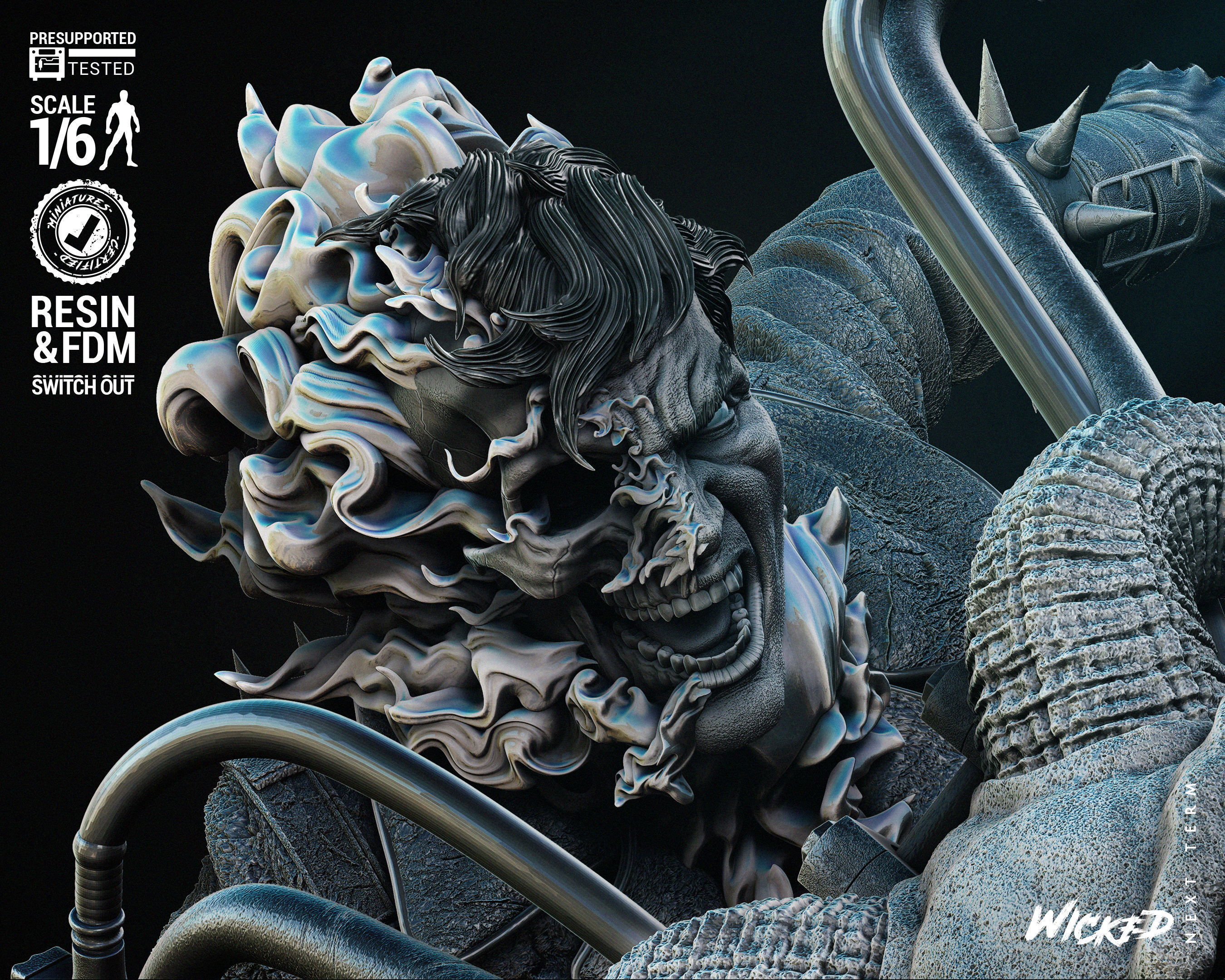 Wicked Marvel Johnny Blaze Sculpture Tested for 3D printing 3D print model_33