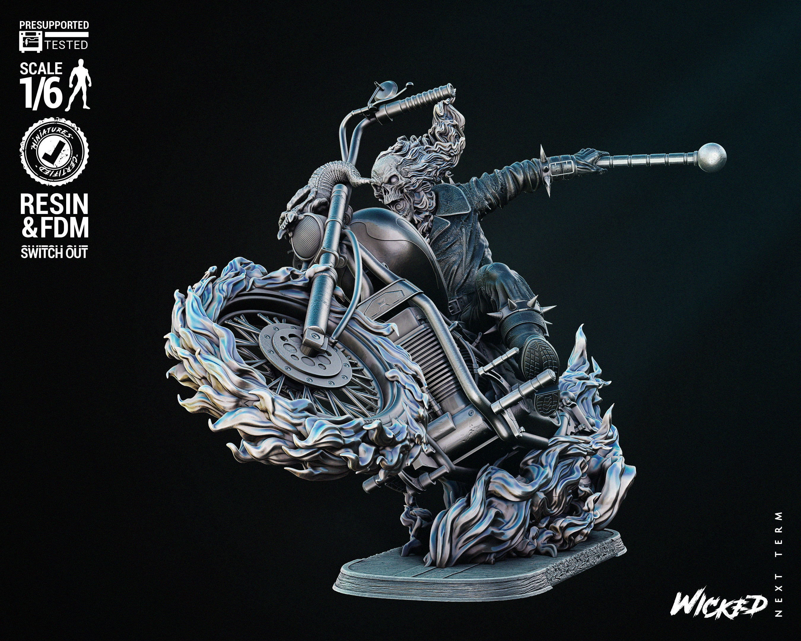 Wicked Marvel Johnny Blaze Sculpture Tested for 3D printing 3D print model_39