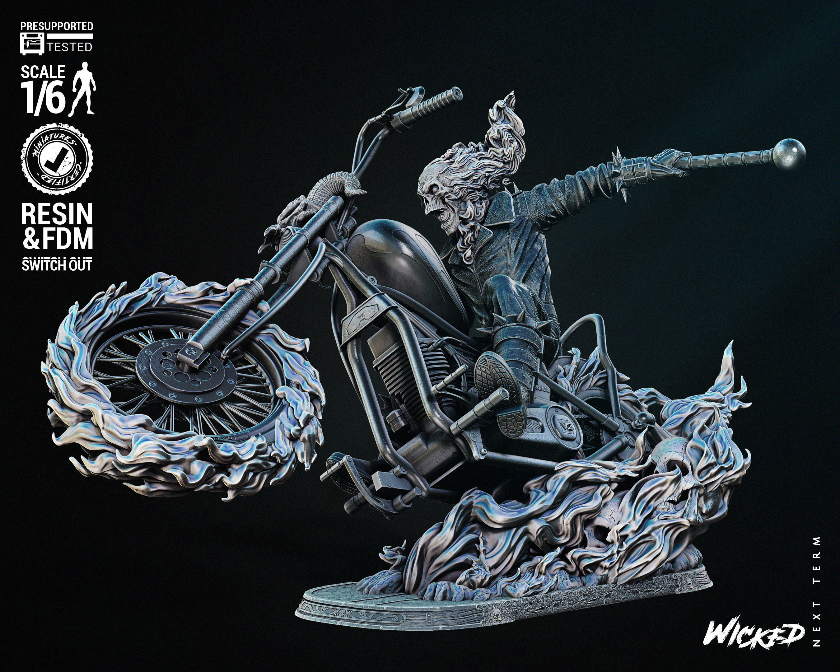 Wicked Marvel Johnny Blaze Sculpture Tested for 3D printing 3D print model_40