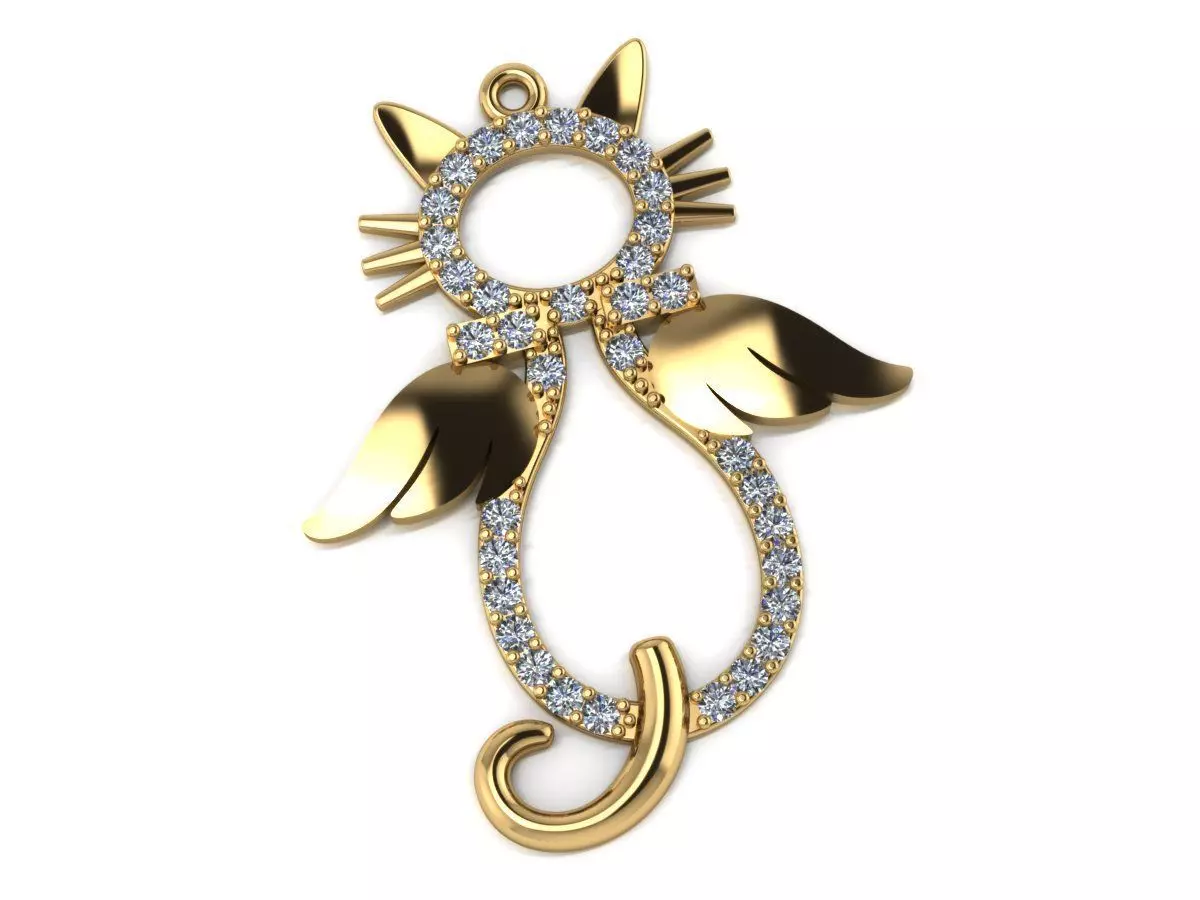 cat diamonds pendant 3D print model
