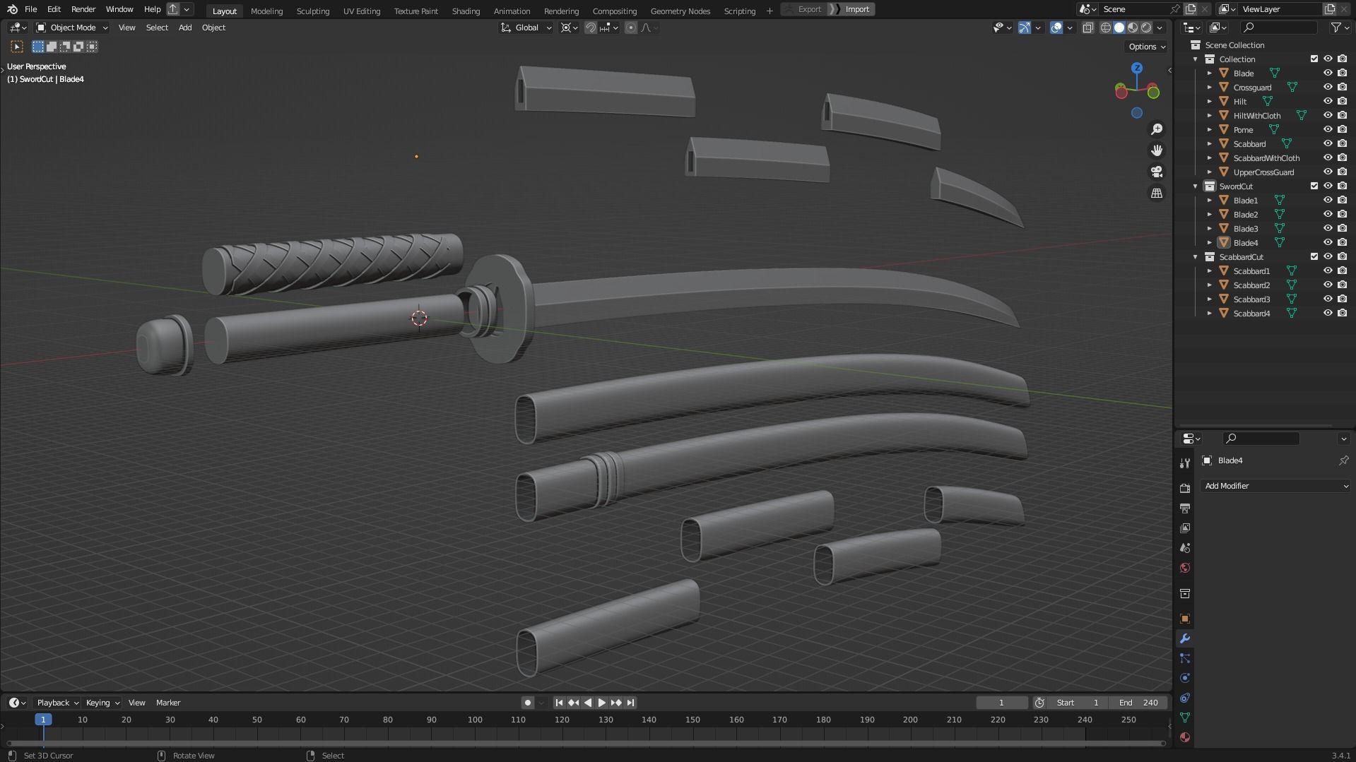 InuYasha Sesshomaru Full Armor with Tokijin Tenseiga for Cosplay 3D Model Collection_24