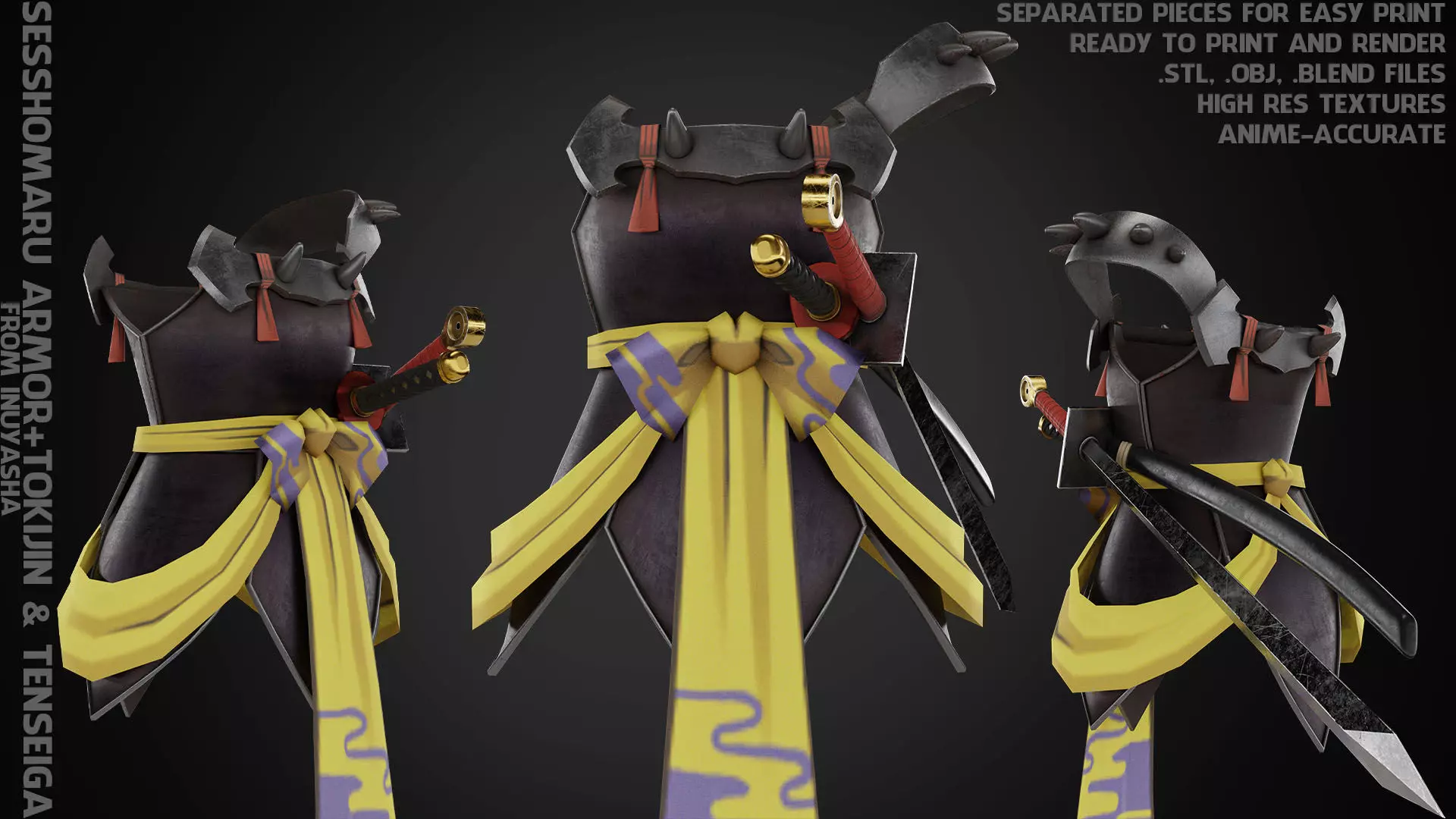 InuYasha Sesshomaru Full Armor with Tokijin Tenseiga for Cosplay 3D Model Collection_0