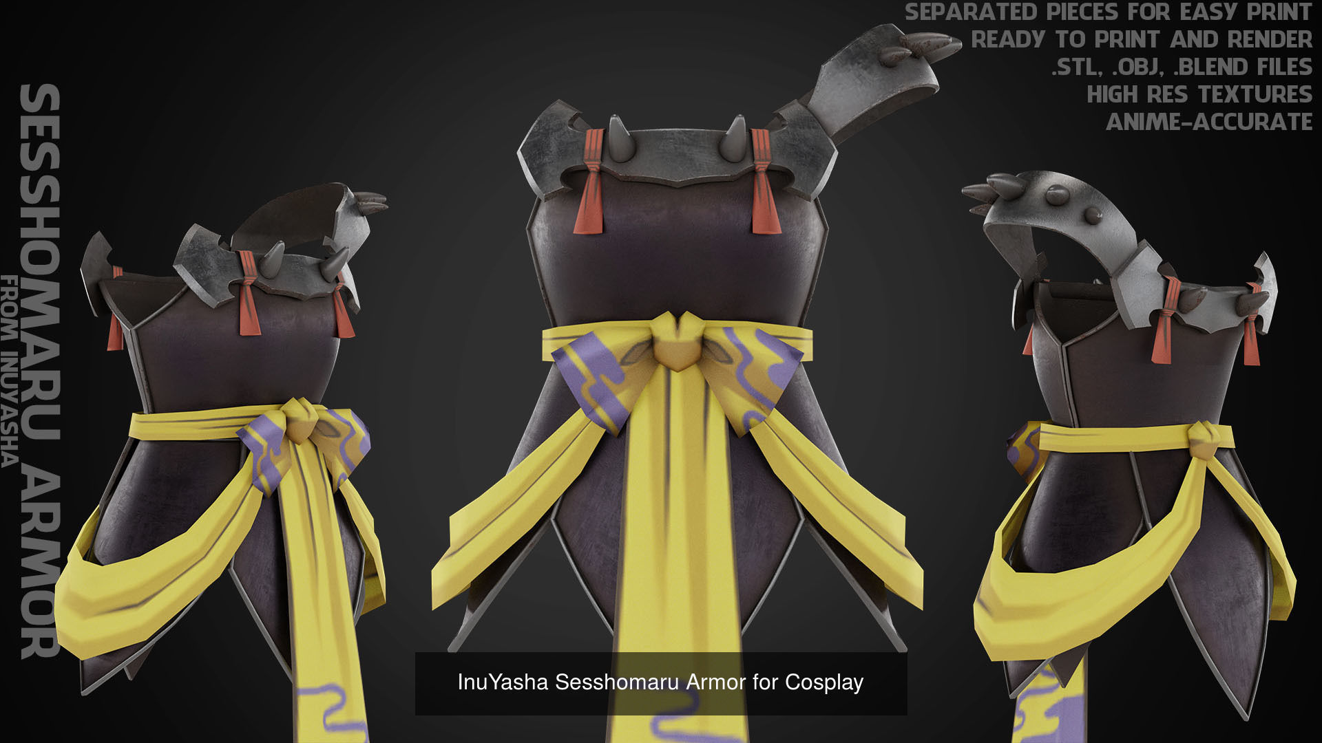 InuYasha Sesshomaru Full Armor with Tokijin Tenseiga for Cosplay 3D Model Collection_5
