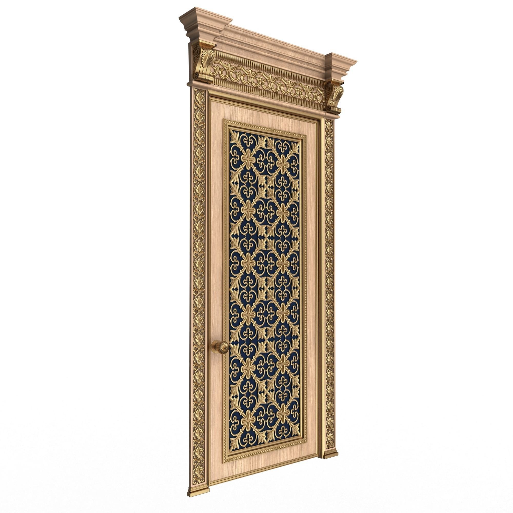 Carved Door Classic 01202 Wood Low-poly 3D model_3