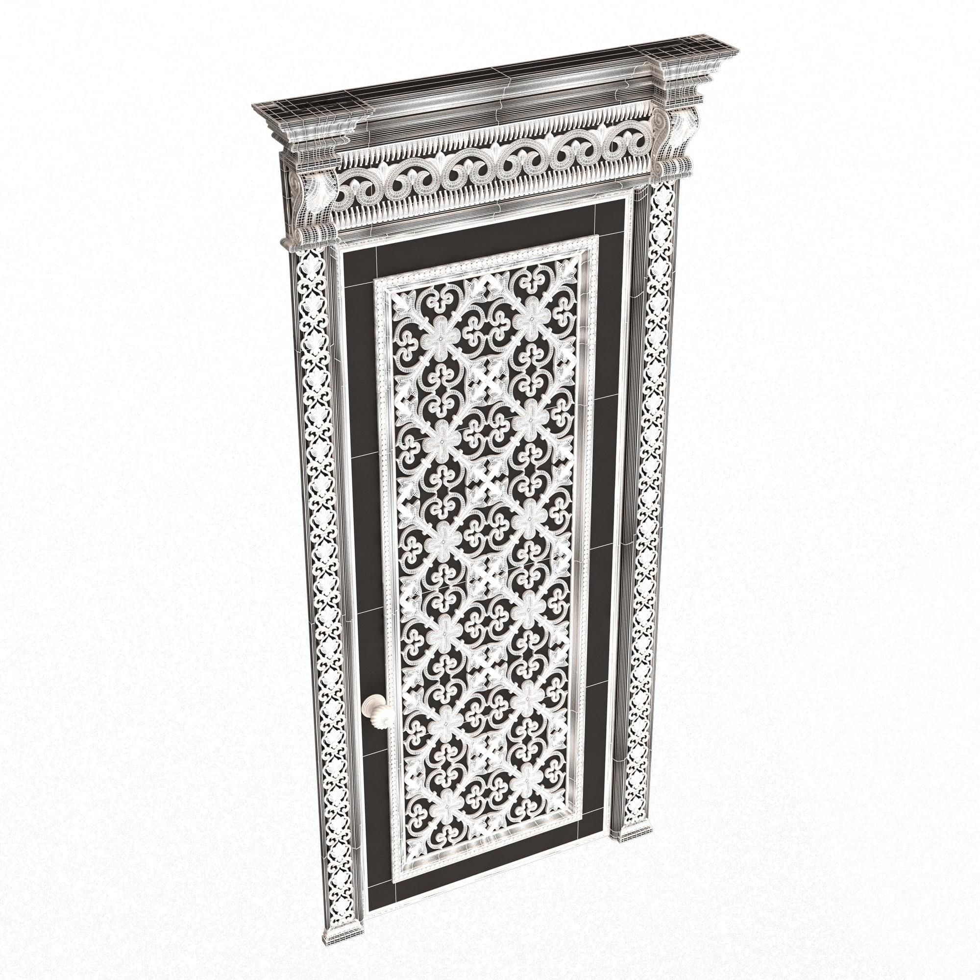 Carved Door Classic 01202 Wood Low-poly 3D model_7