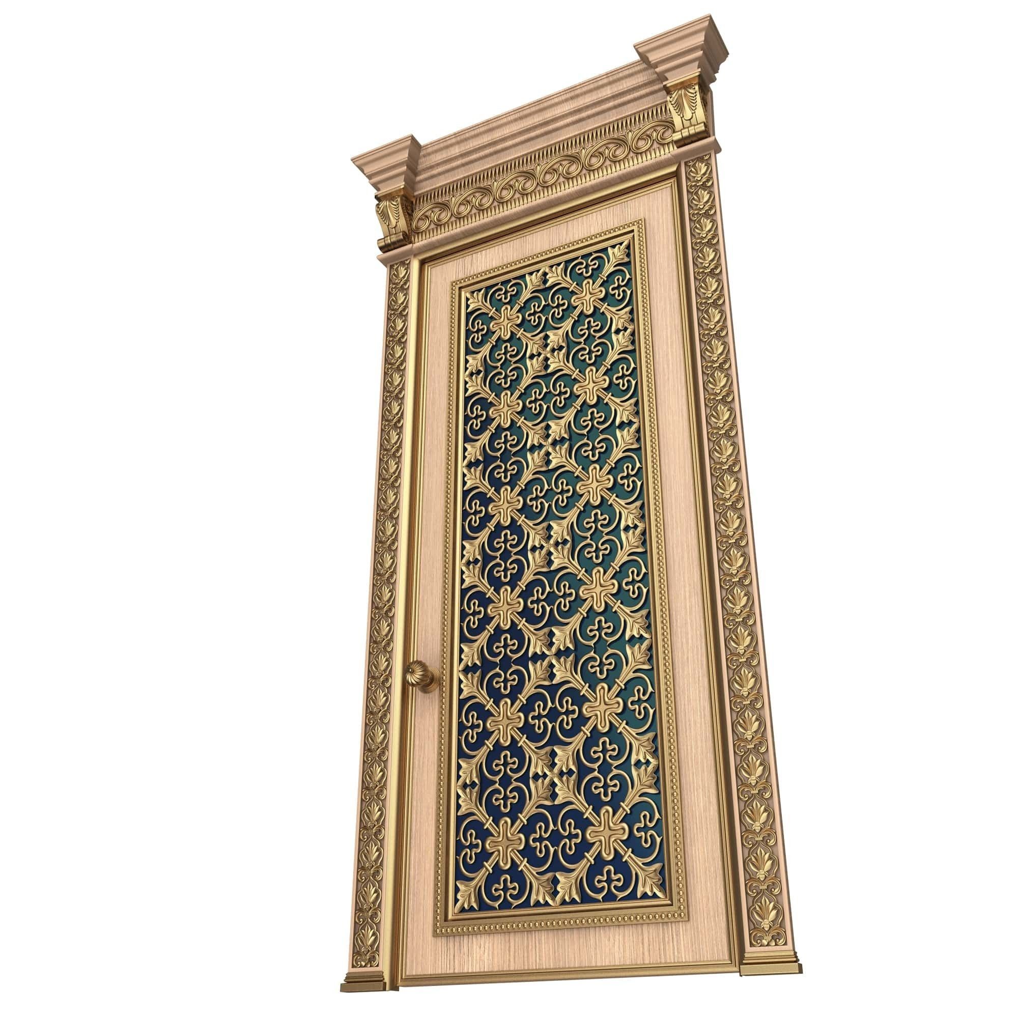 Carved Door Classic 01202 Wood Low-poly 3D model_4