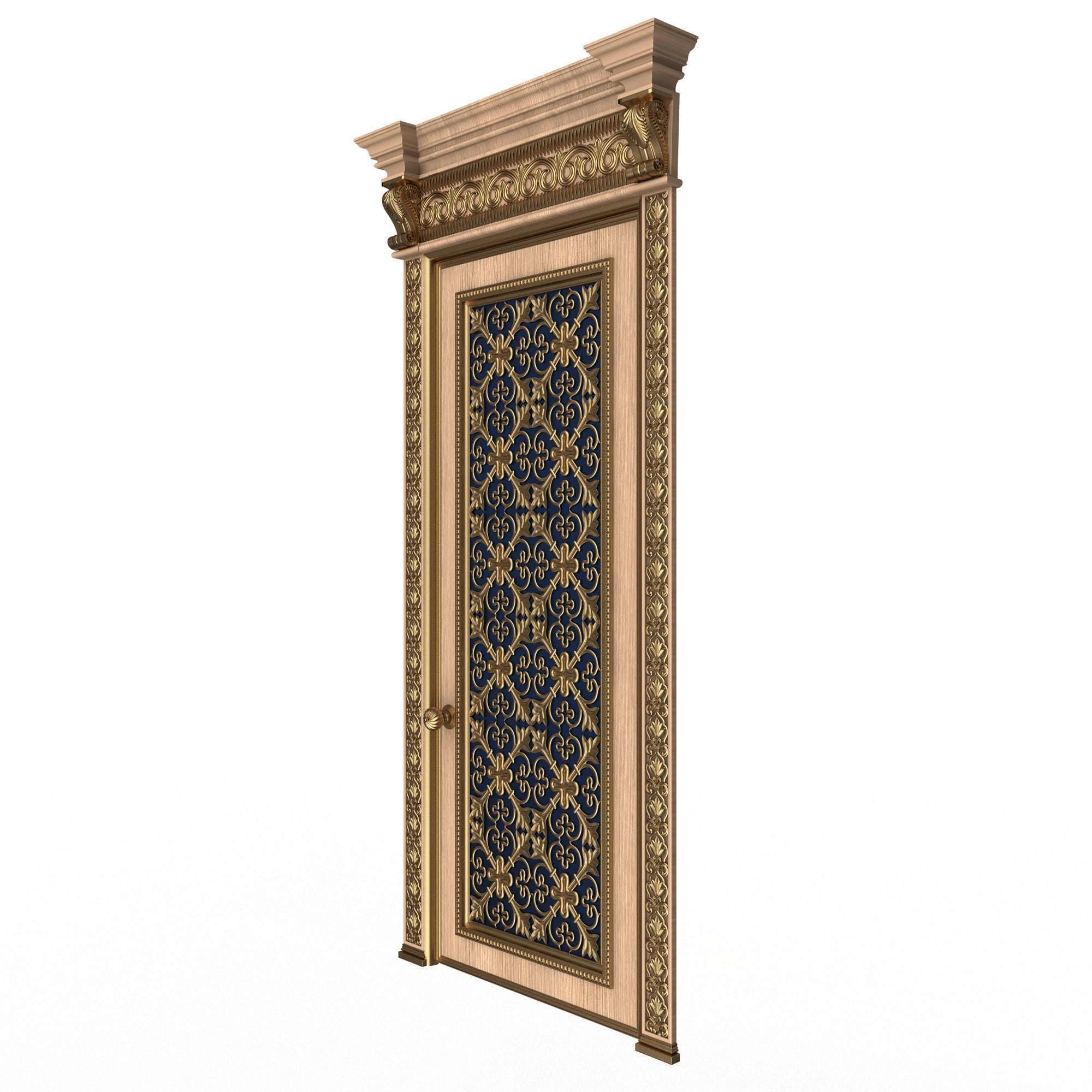 Carved Door Classic 01202 Wood Low-poly 3D model_2