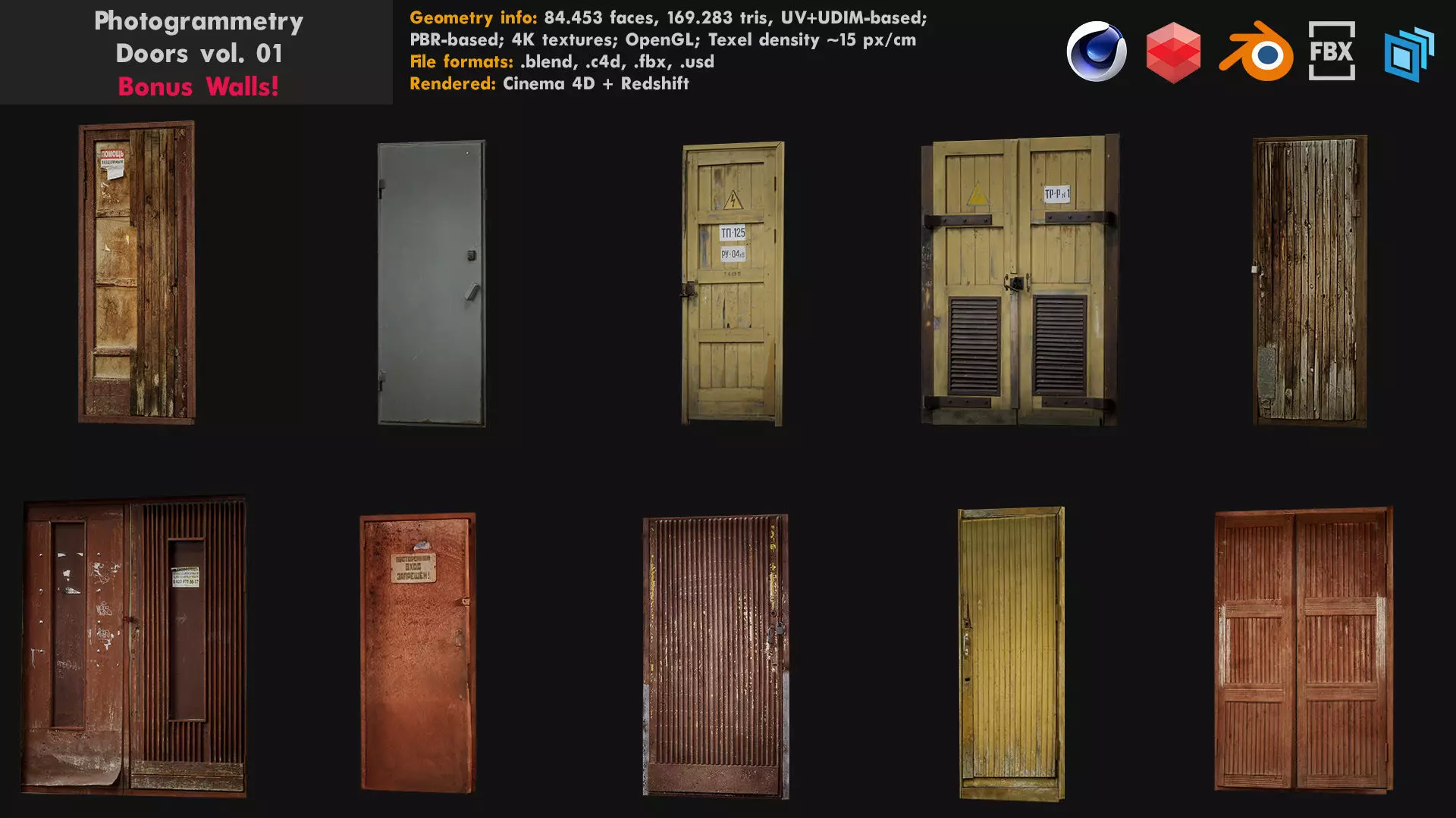 Photogrammetry Doors Pack volume 01 3D model_0