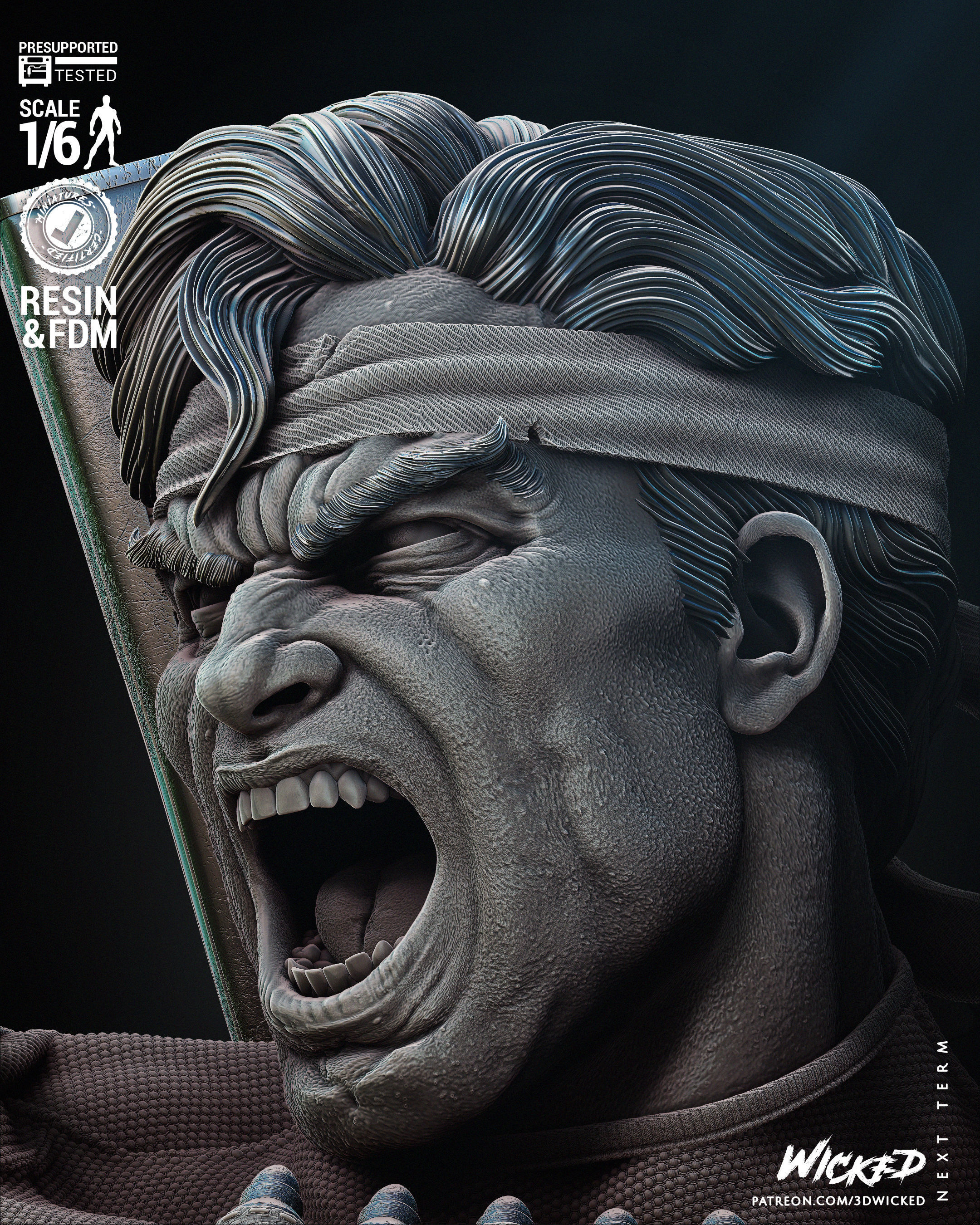 Wicked Marvel Punisher Sculpture Tested for 3D printing 3D print model_68