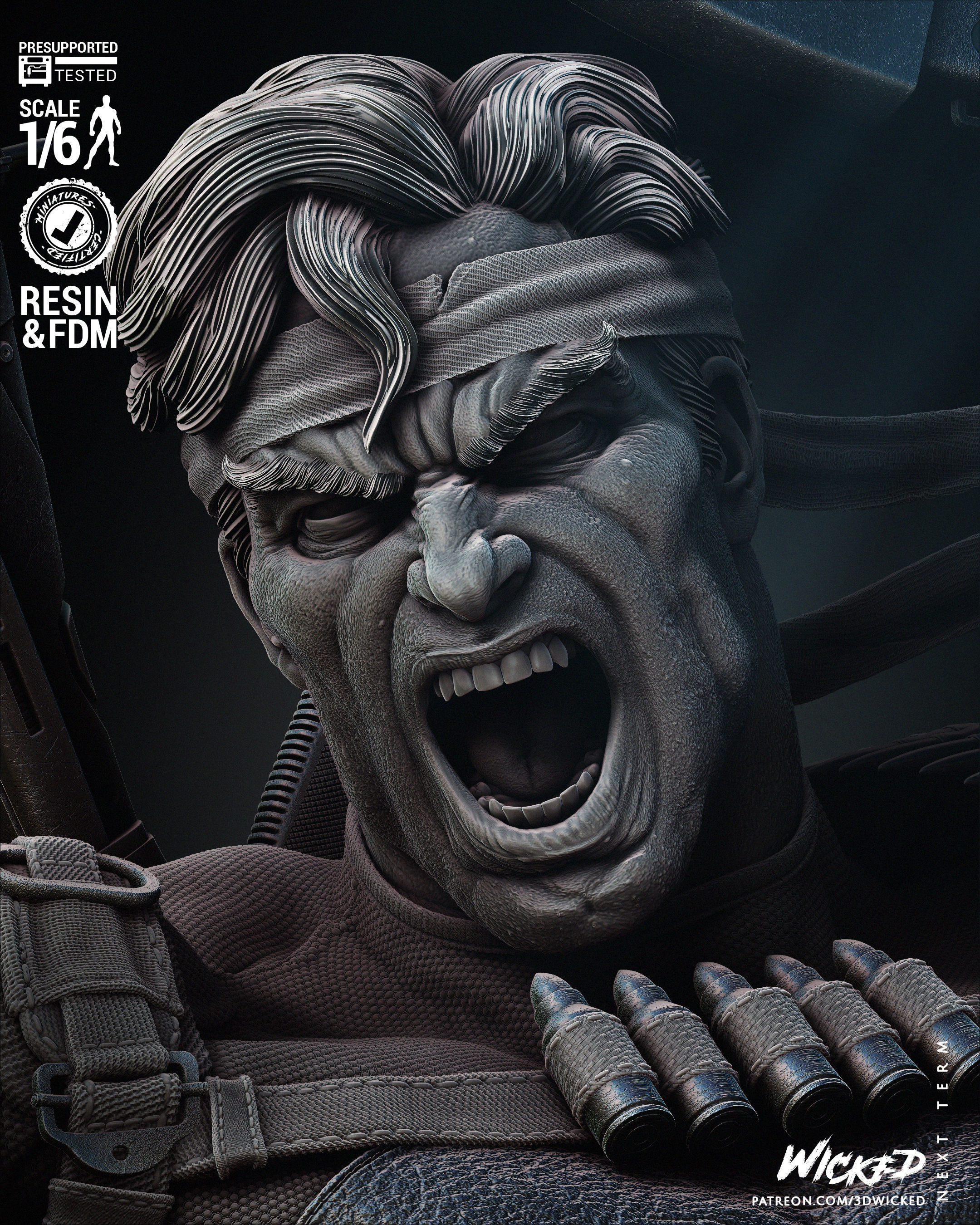 Wicked Marvel Punisher Sculpture Tested for 3D printing 3D print model_48