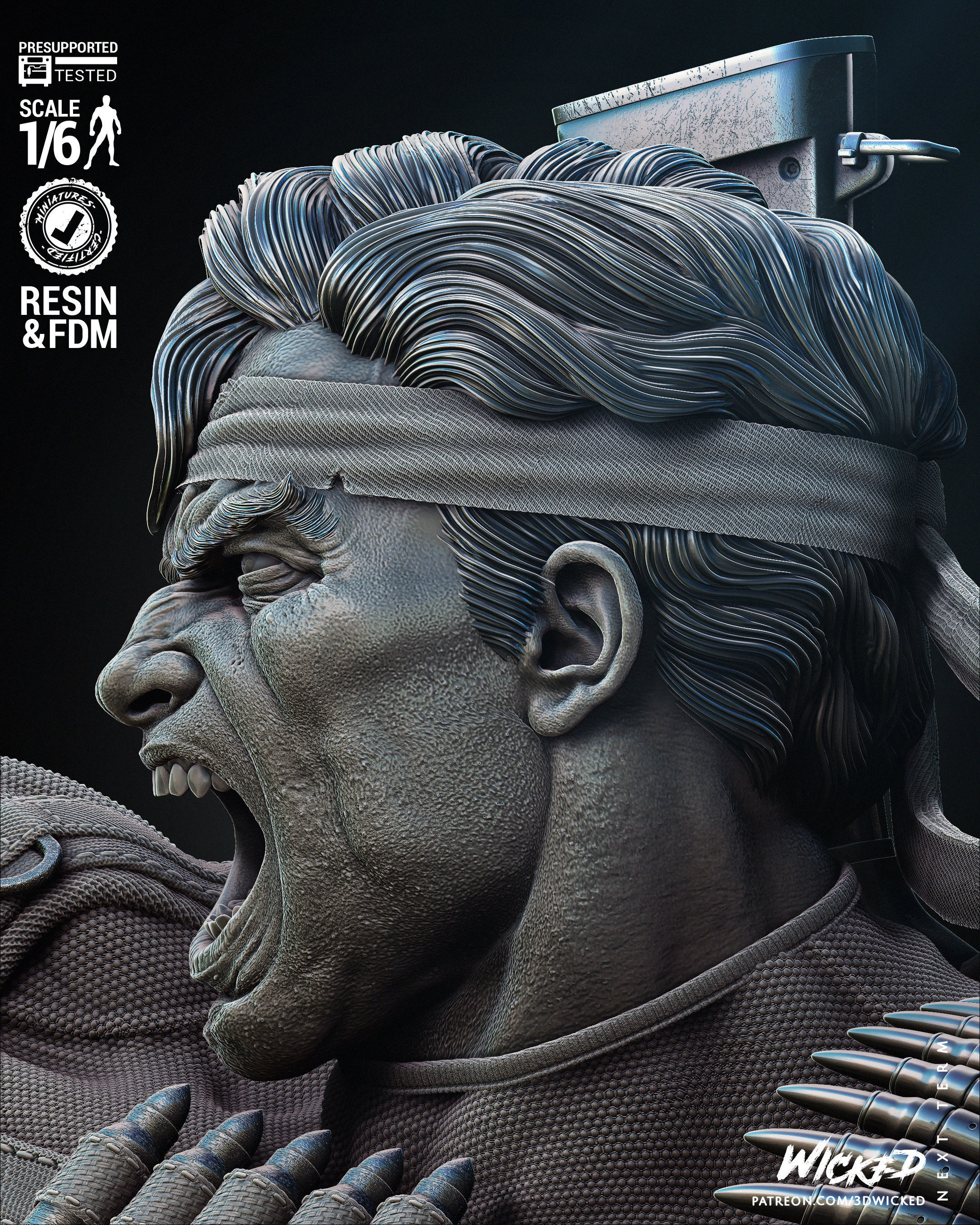 Wicked Marvel Punisher Sculpture Tested for 3D printing 3D print model_42