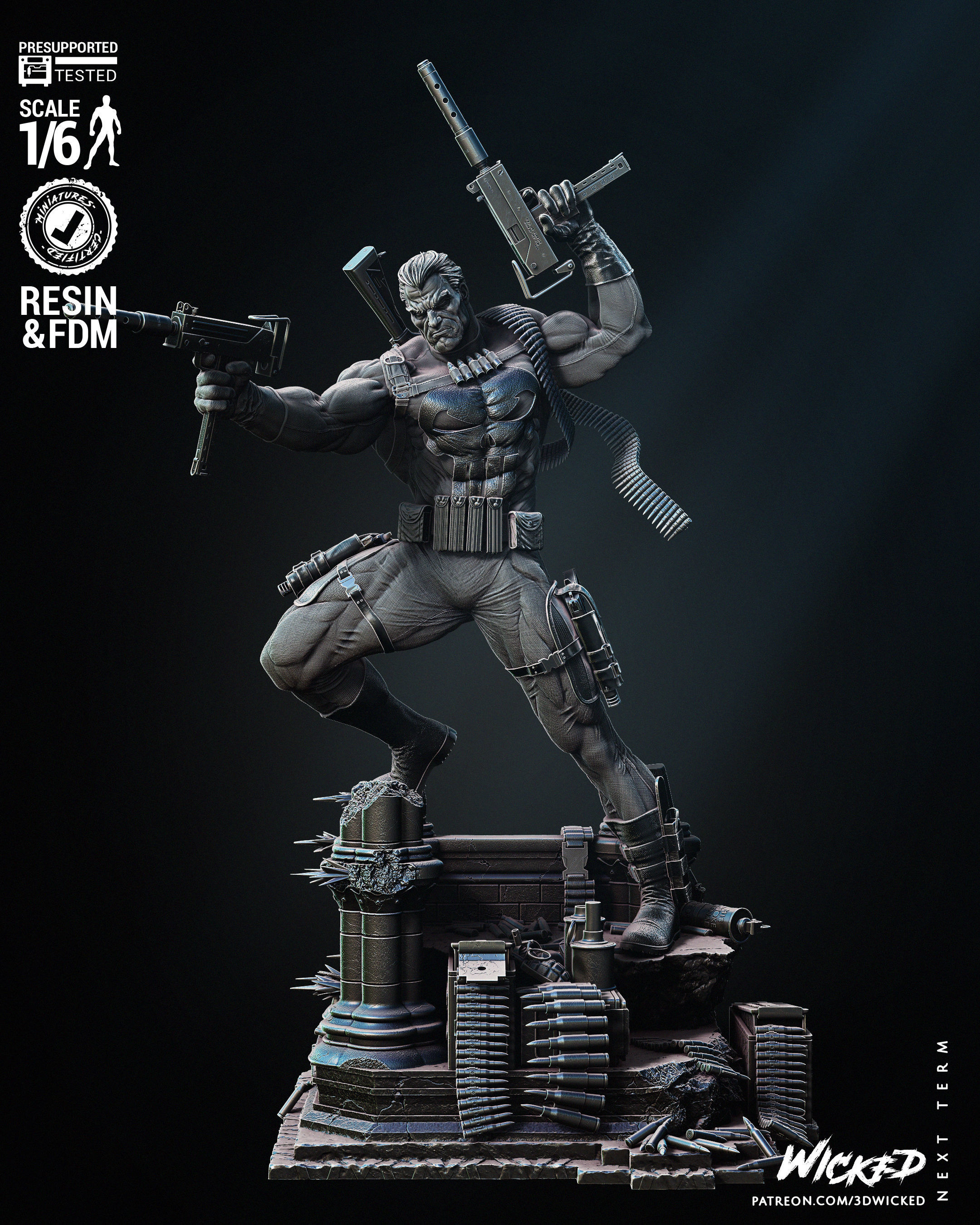 Wicked Marvel Punisher Sculpture Tested for 3D printing 3D print model_46