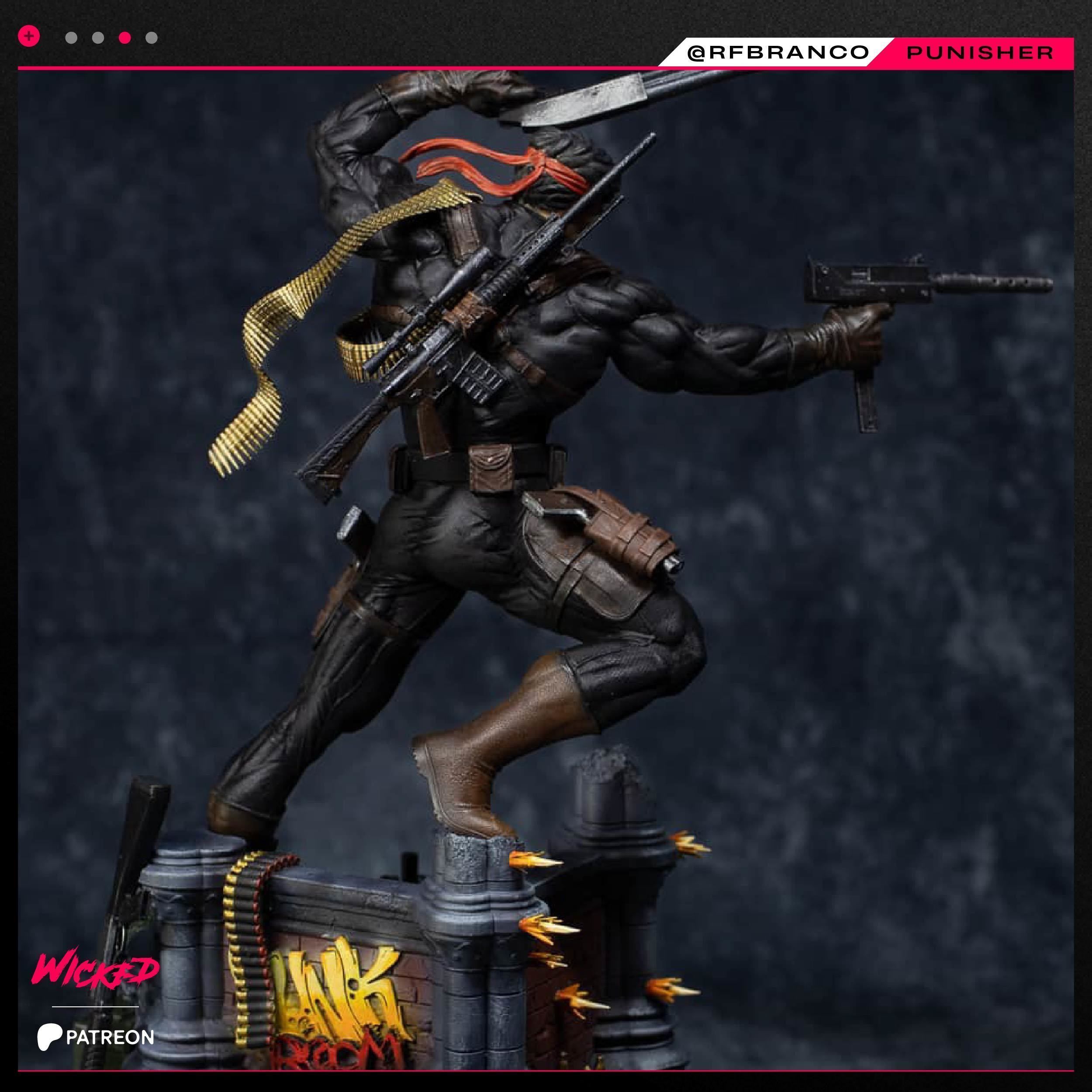 Wicked Marvel Punisher Sculpture Tested for 3D printing 3D print model_88