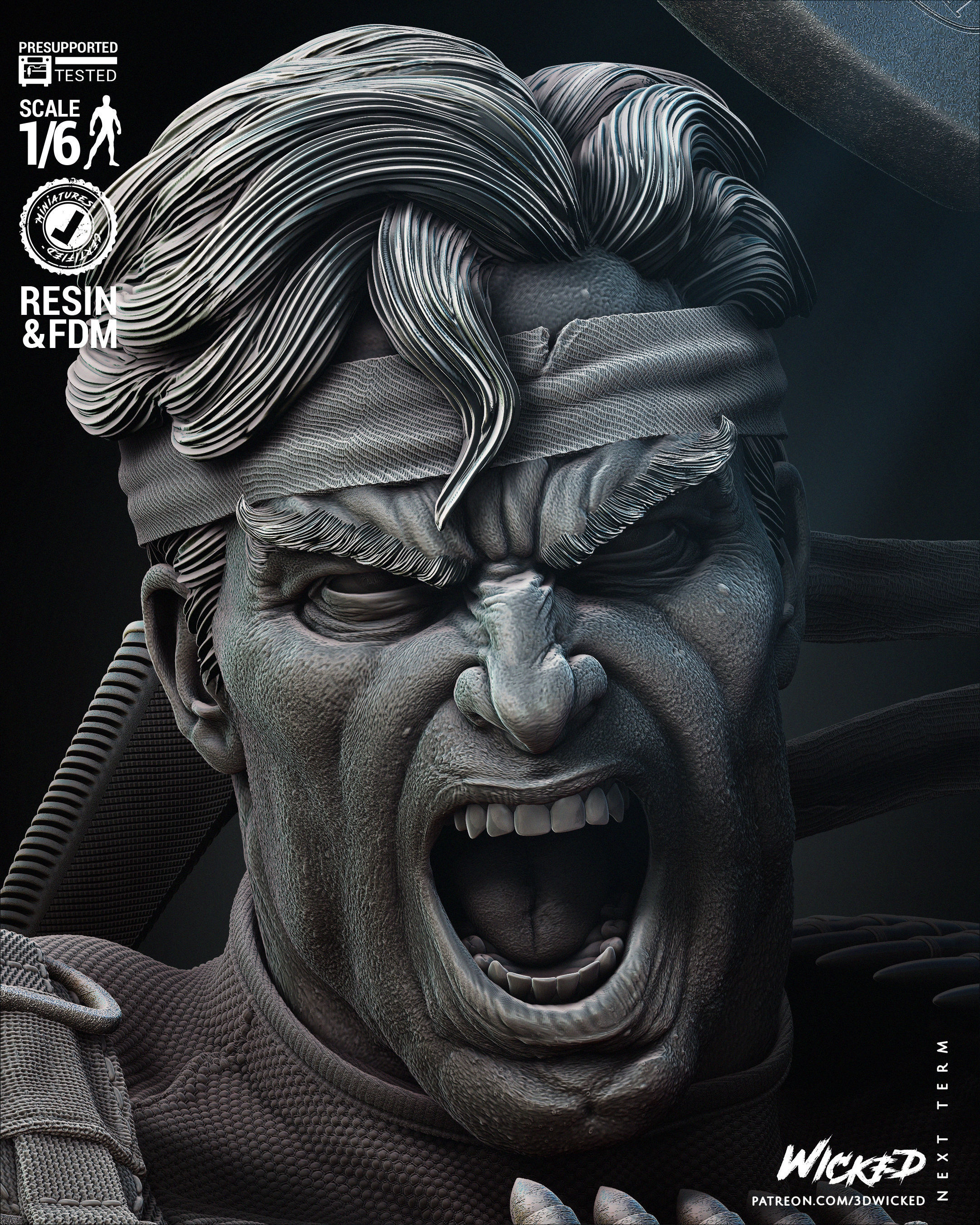 Wicked Marvel Punisher Sculpture Tested for 3D printing 3D print model_71