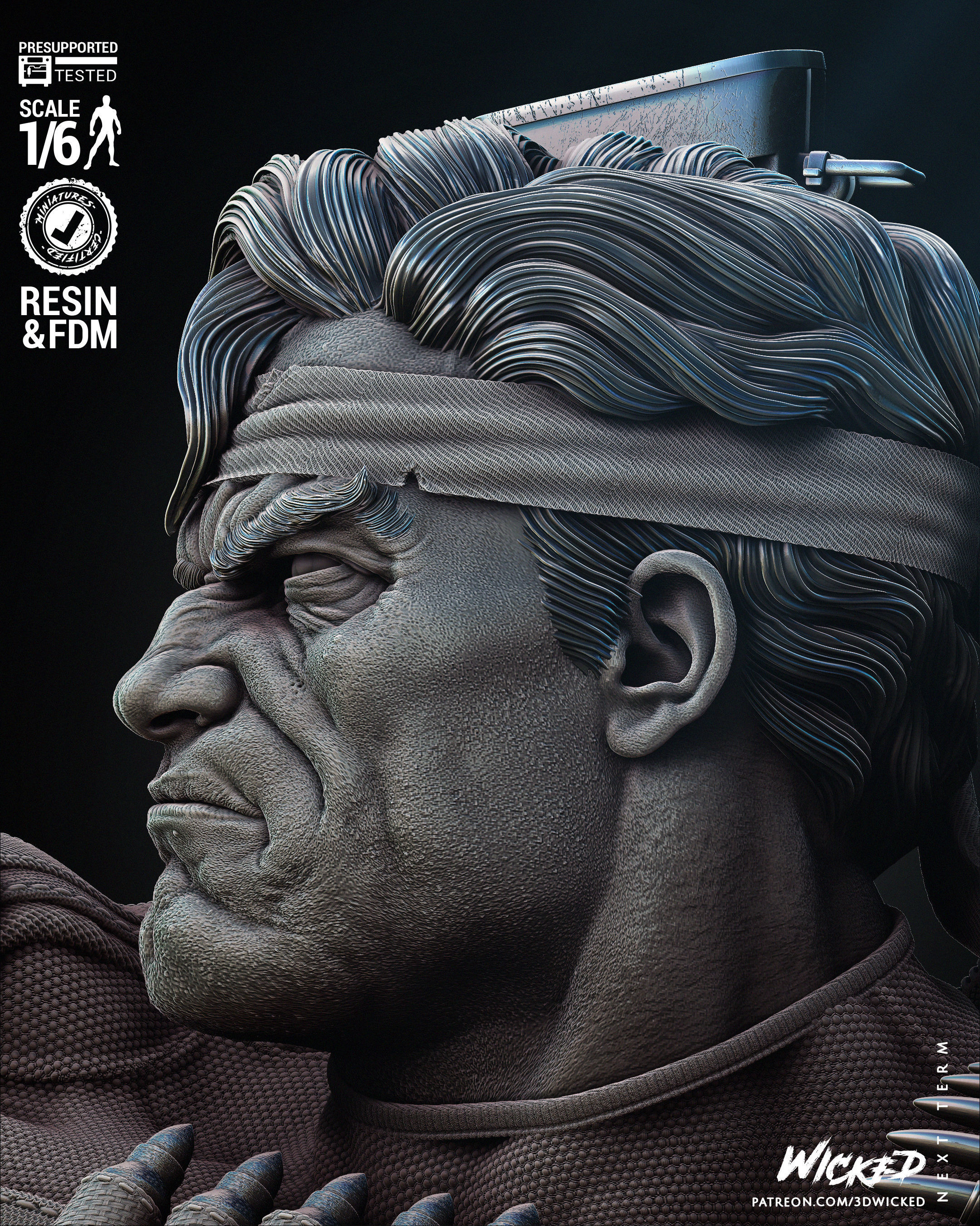 Wicked Marvel Punisher Sculpture Tested for 3D printing 3D print model_77