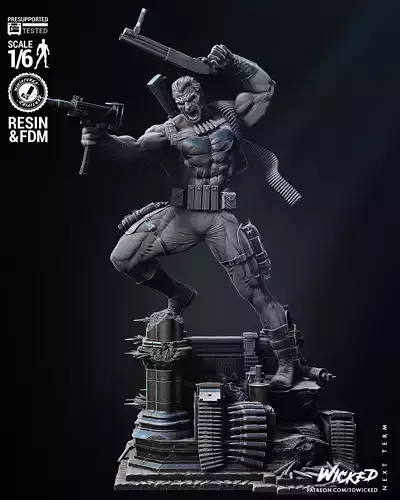 Wicked Marvel Punisher Sculpture Tested for 3D printing 3D print model