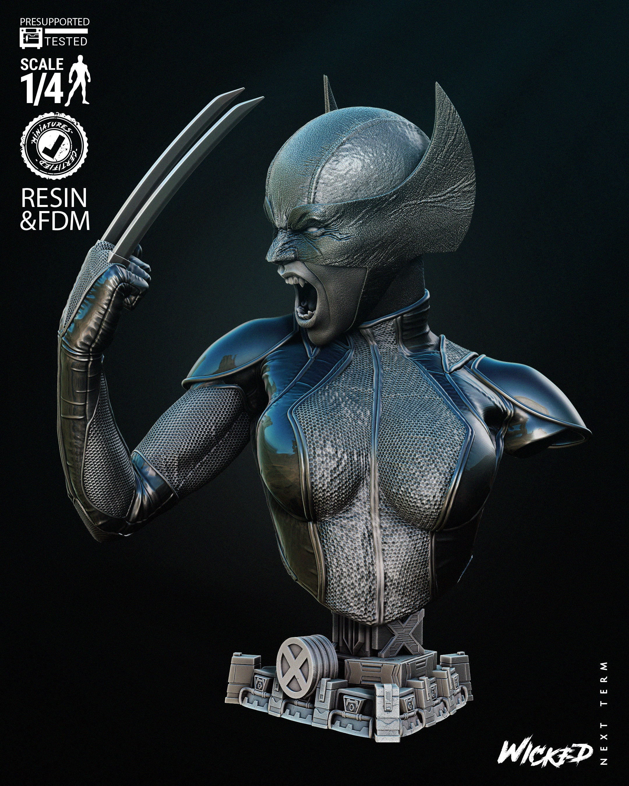 Wicked Marvel X-23 Bust Tested for 3D printing 3D print model_10