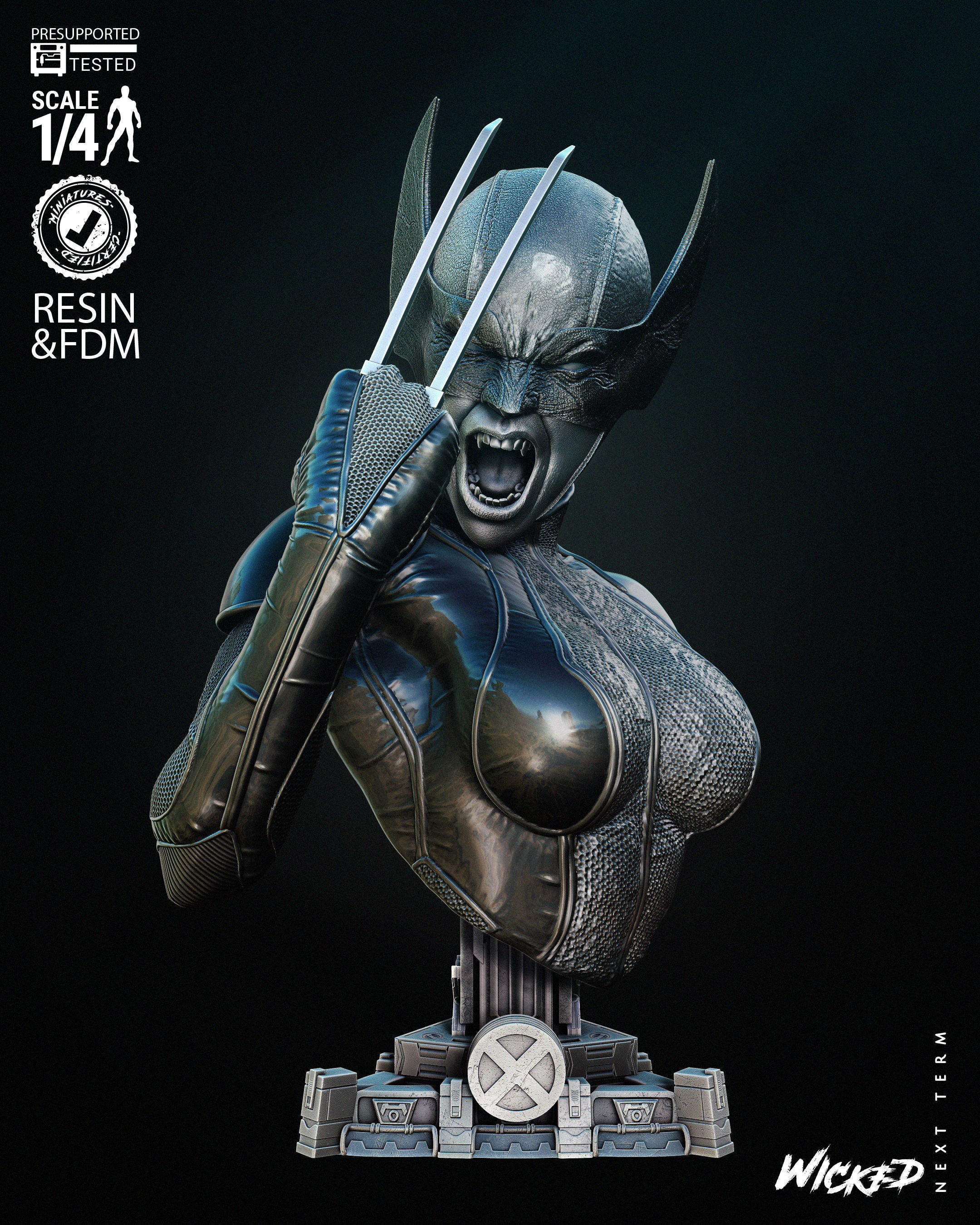Wicked Marvel X-23 Bust Tested for 3D printing 3D print model_17